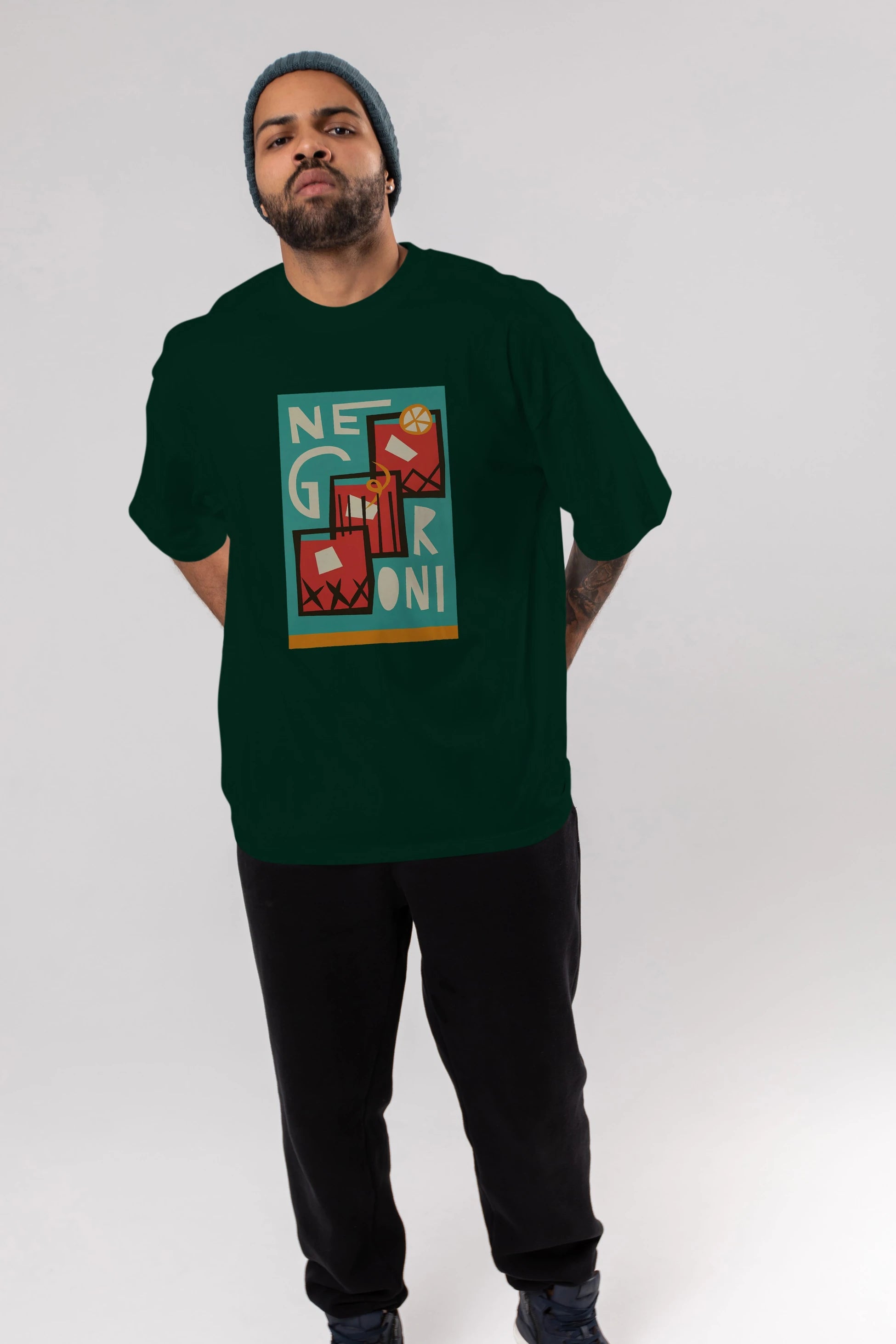 Negroni 3 Ön Baskılı Oversize t-shirt Erkek Kadın Unisex %100 Pamuk Bisiklet Yaka tişort