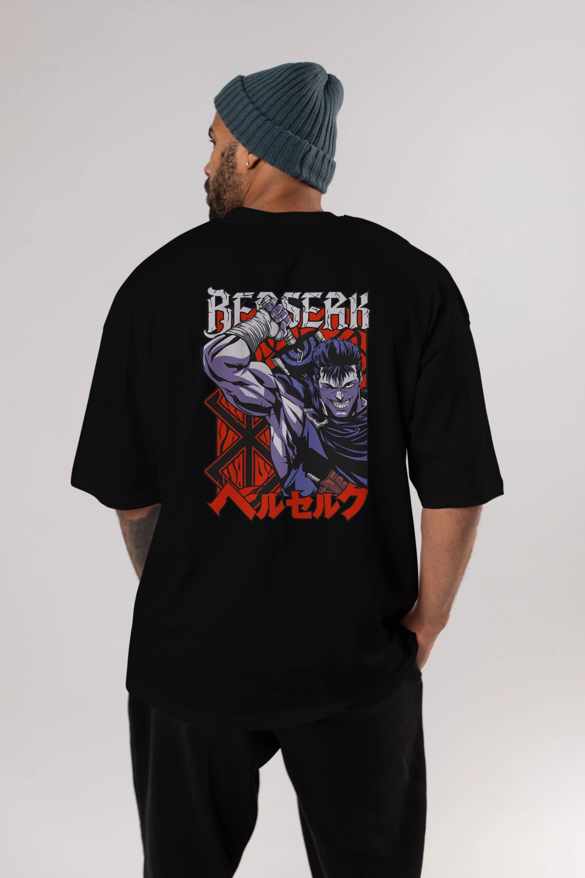GUTS berserk Anime Arka Baskılı Oversize t-shirt Erkek Kadın Unisex