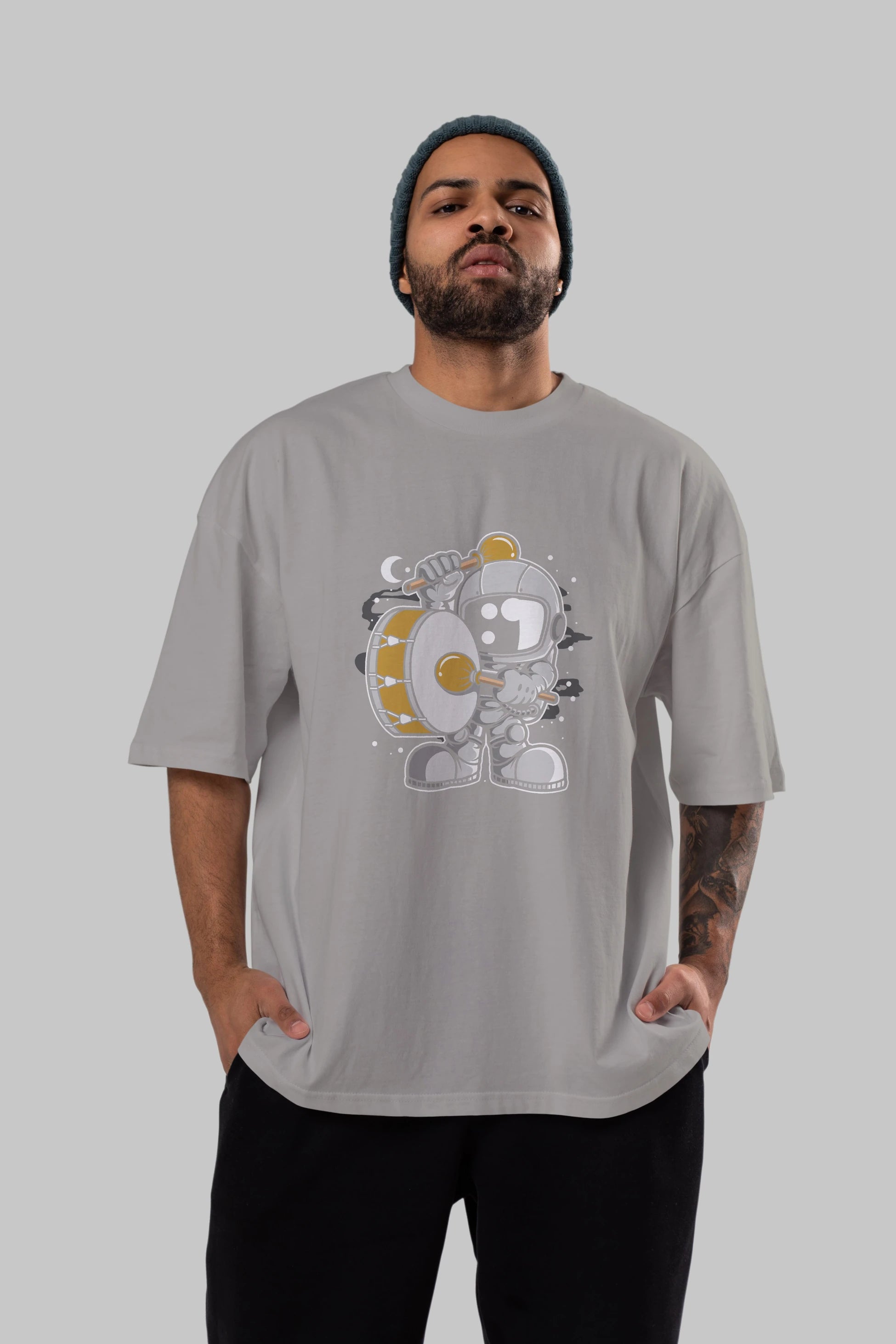 Astronaut Marching Band Ön Baskılı Oversize t-shirt Erkek Kadın Unisex
