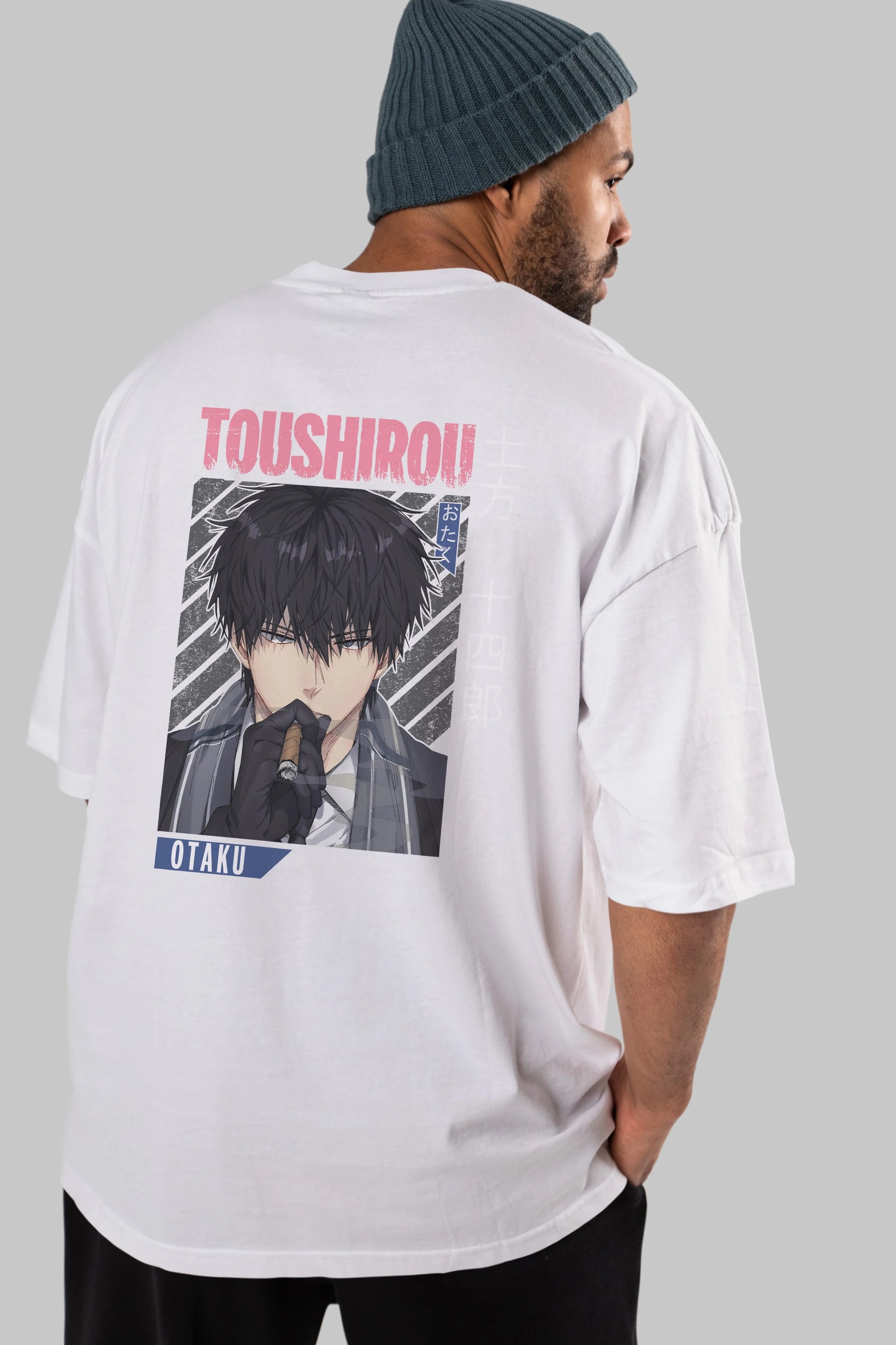 Toushirou Hijikata 2 Anime Arka Baskılı Oversize t-shirt Erkek Kadın Unisex