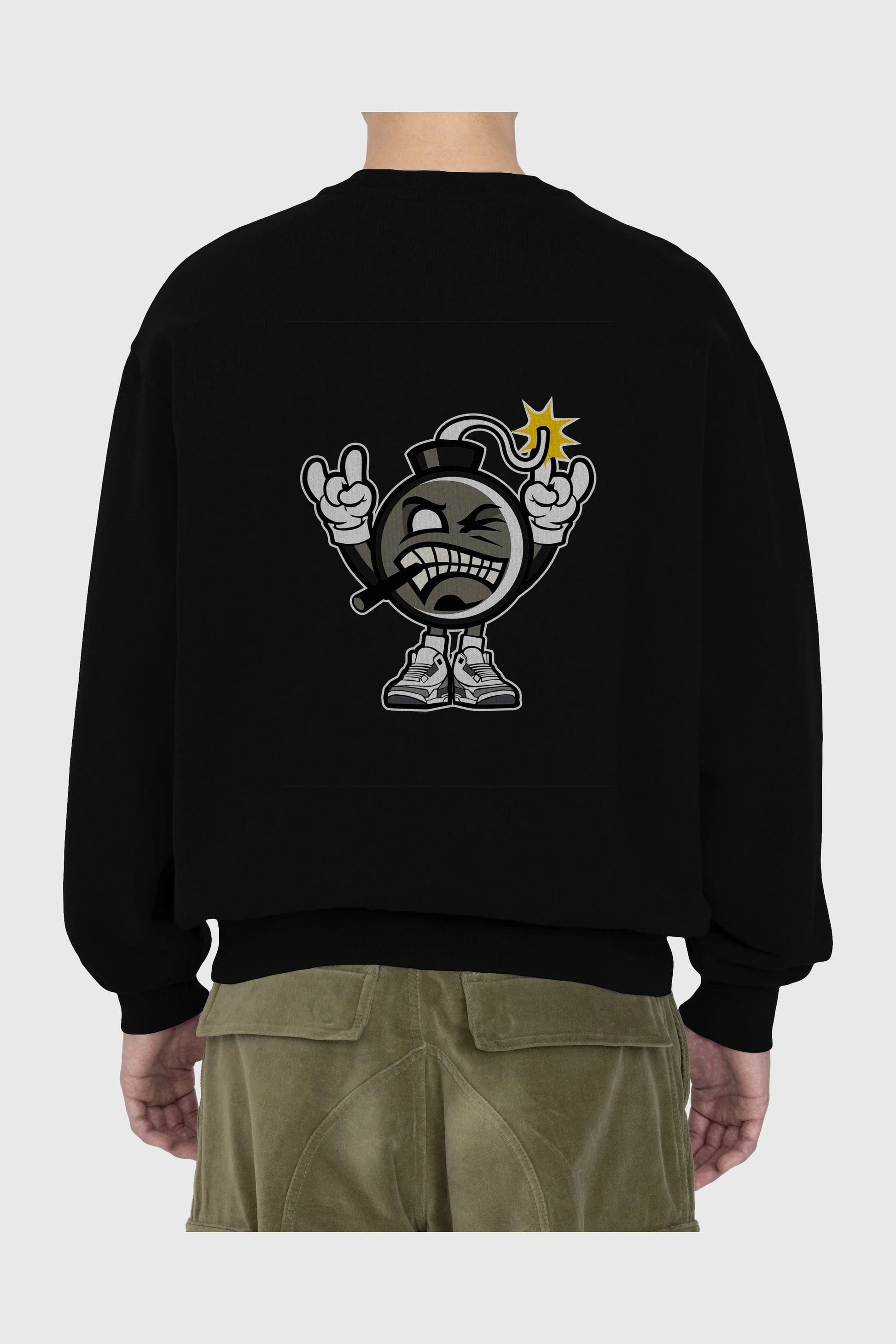 Evil Bomb Arka Baskılı Oversize Sweatshirt Erkek Kadın Unisex