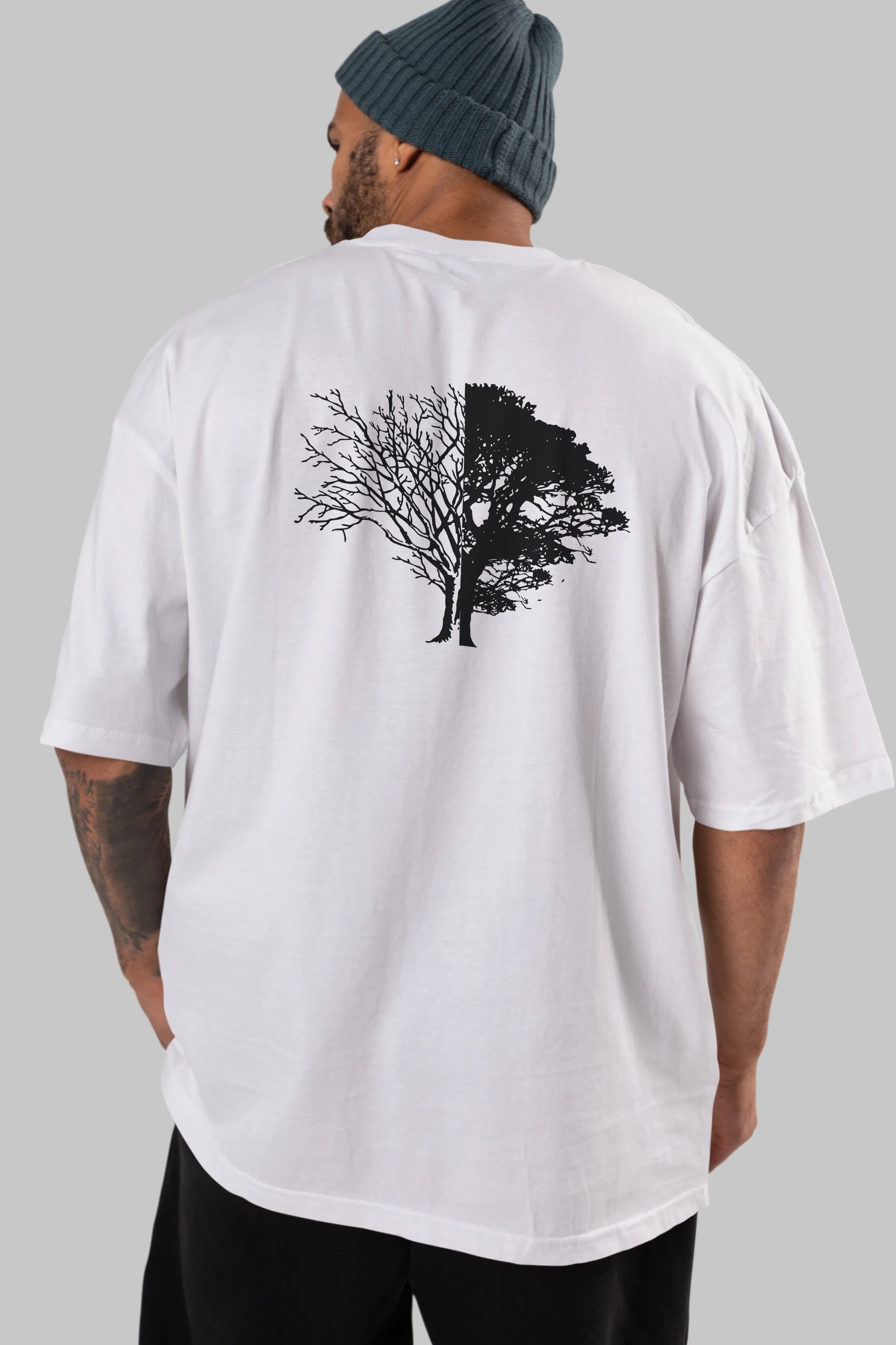 Life And Death Arka Baskılı Oversize t-shirt %100 pamuk Erkek Kadın Unisex