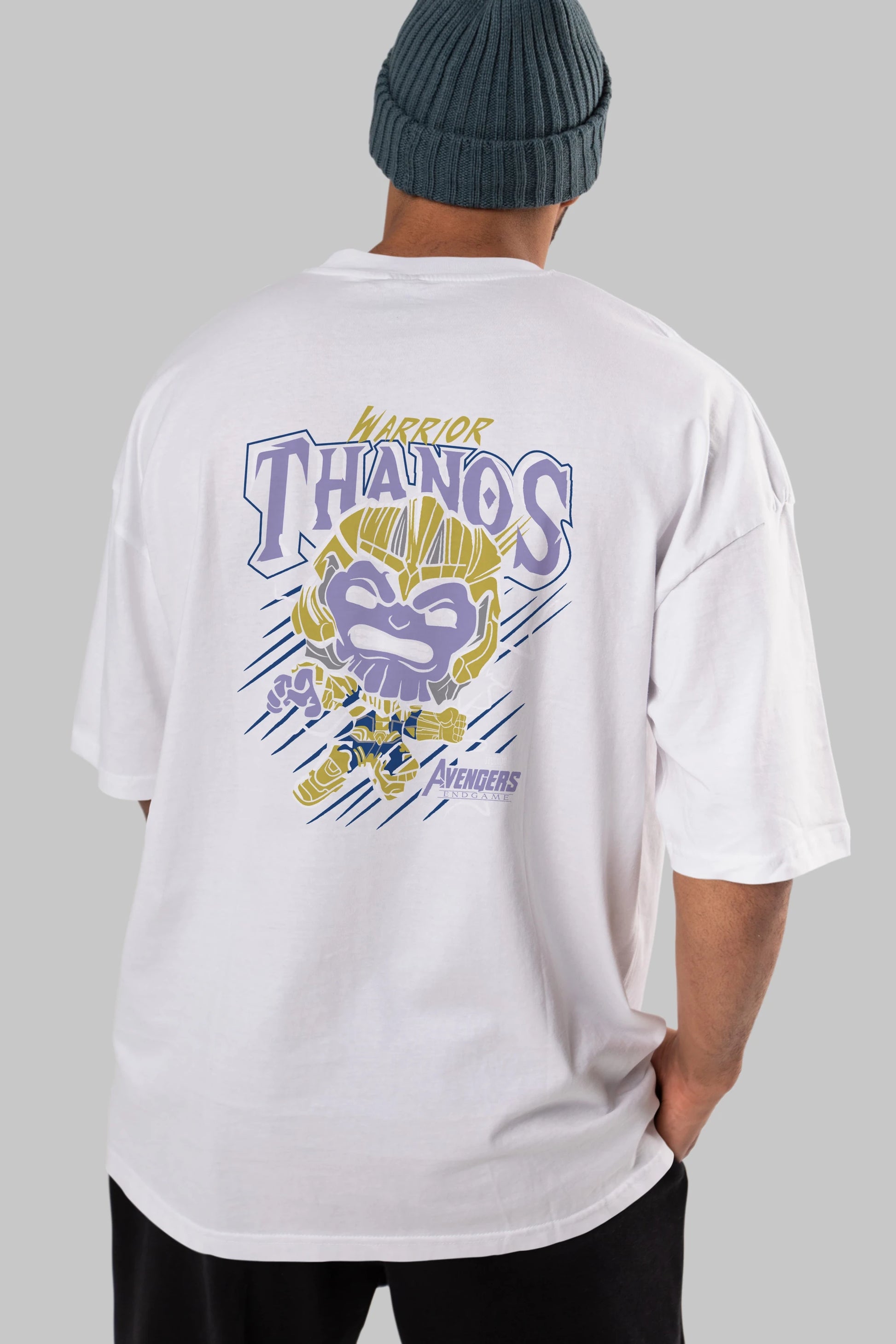 Thanos (2) Arka Baskılı Oversize t-shirt Erkek Kadın Unisex %100 Pamuk Bisiklet Yaka tişort