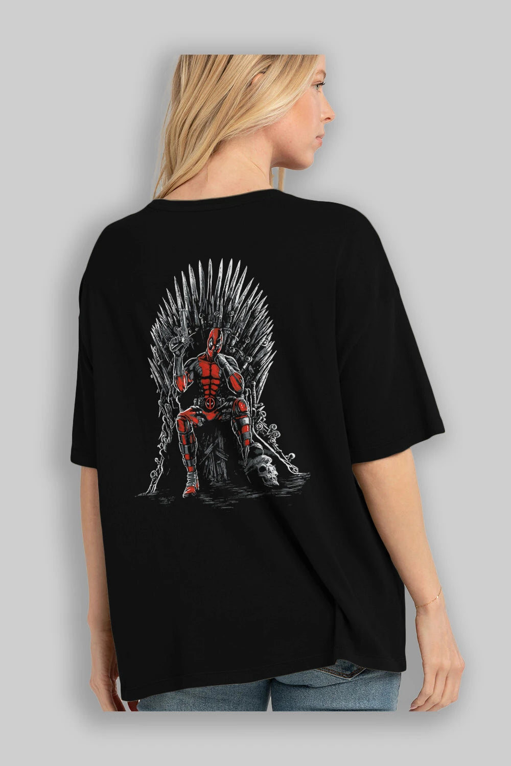 Deadpool (6) Arka Baskılı Oversize t-shirt Erkek Kadın Unisex %100 Pamuk Bisiklet Yaka tişort