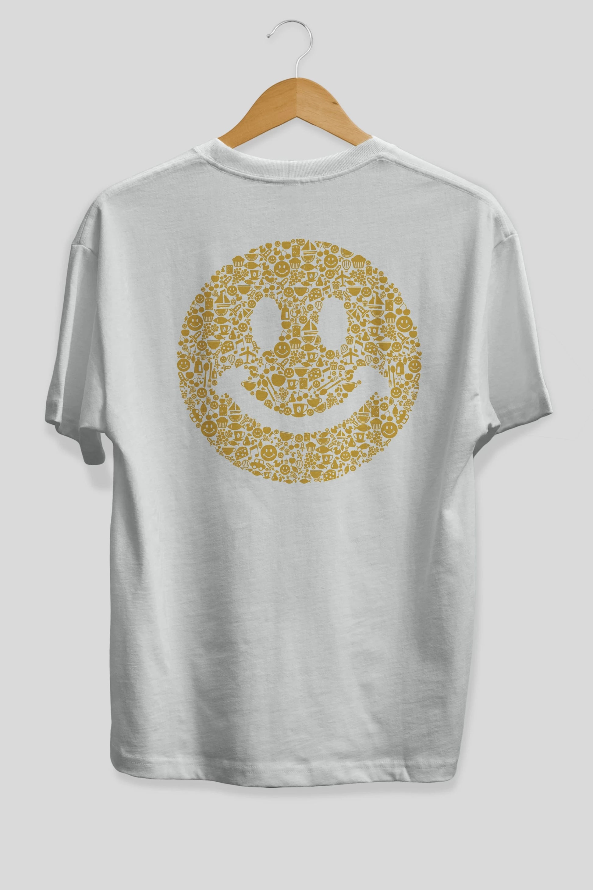 Smiley Arka Baskılı Oversize t-shirt %100 pamuk Erkek Kadın Unisex