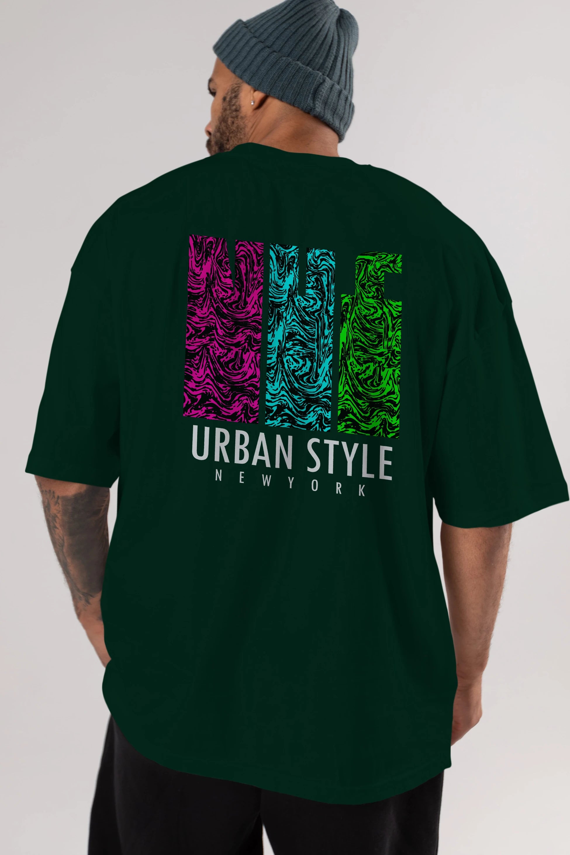 Urban Style Newyork Arka Baskılı Oversize t-shirt Erkek Kadın Unisex