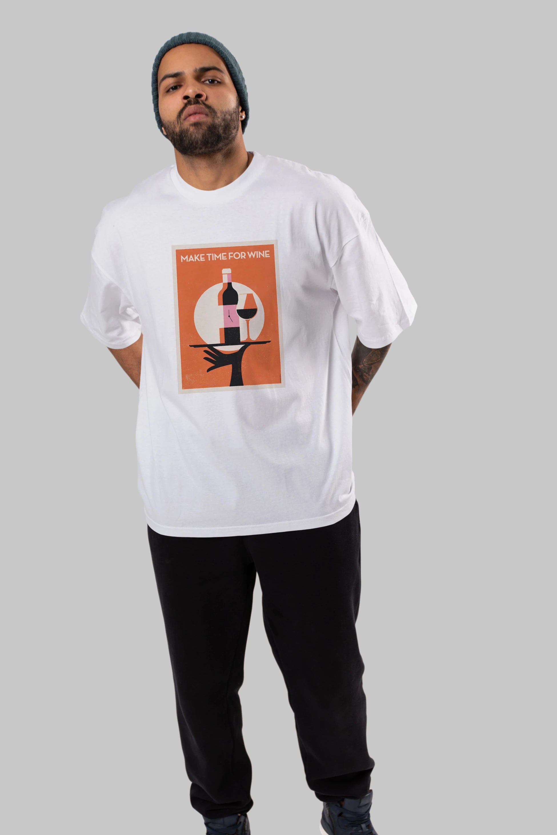 Make Time For Wine Ön Baskılı Oversize t-shirt Erkek Kadın Unisex %100 Pamuk Bisiklet Yaka tişort