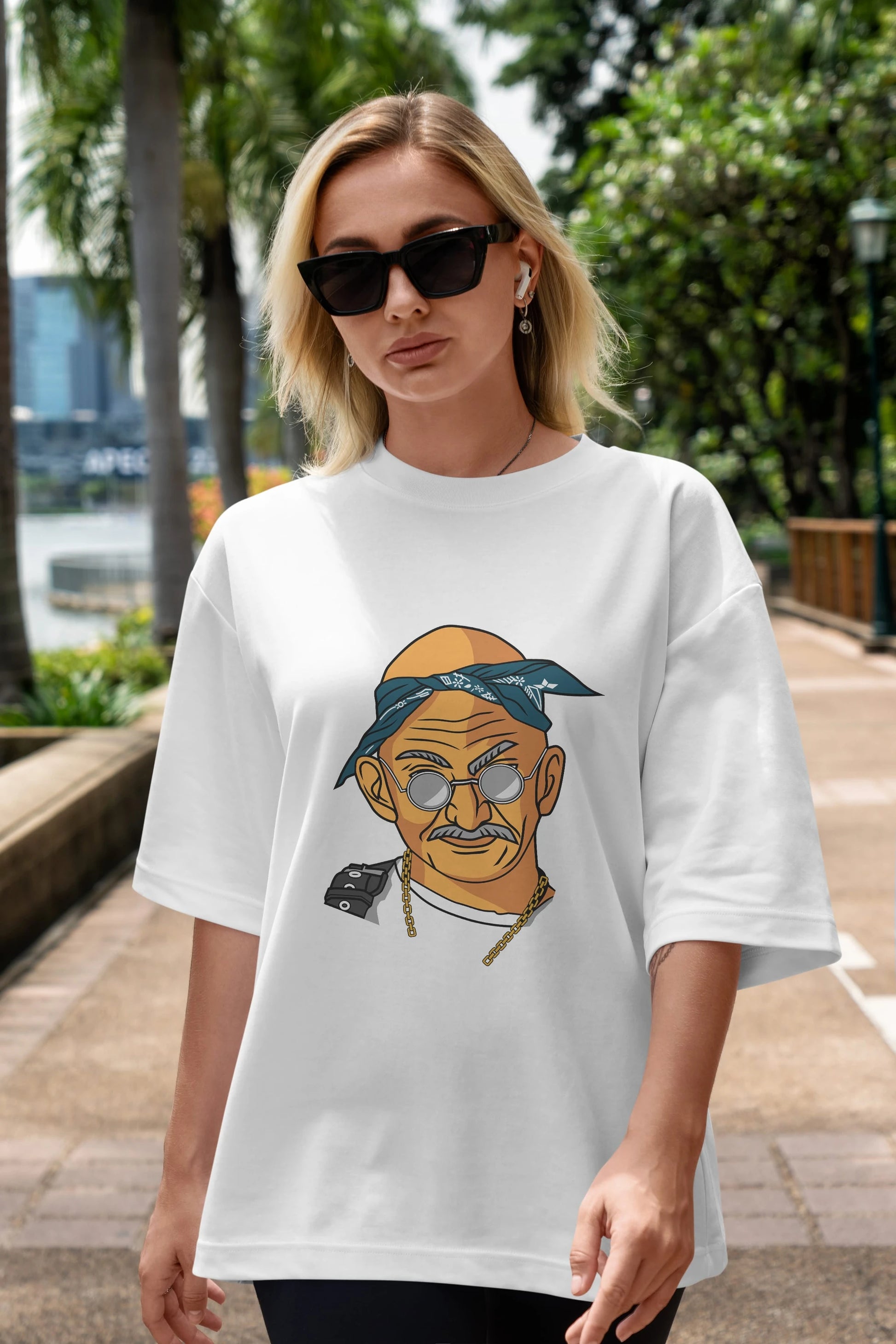 Tupac Gandhi Ön Baskılı Oversize t-shirt Erkek Kadın Unisex %100 Pamuk tişort