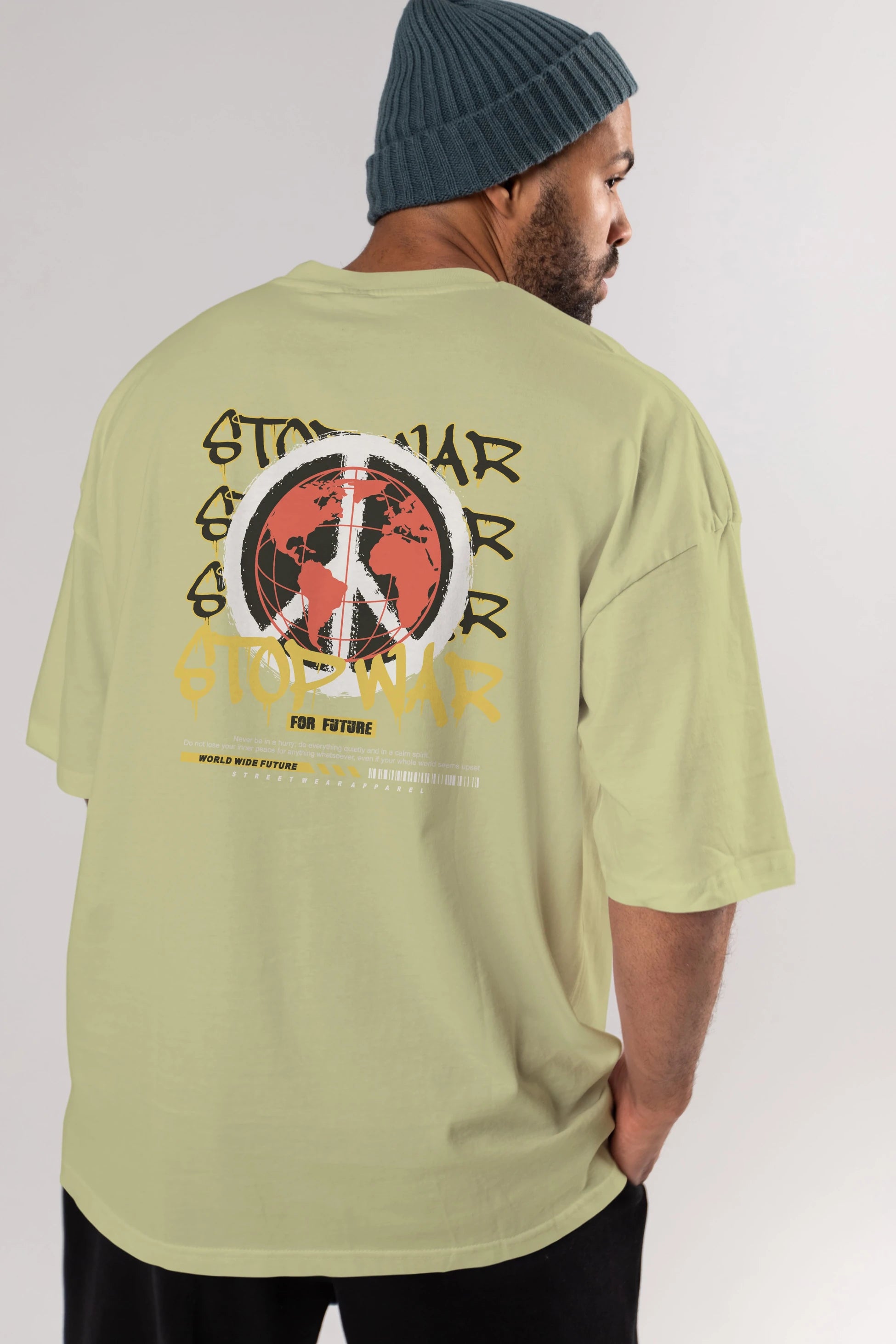 Stop War for Future Arka Baskılı Oversize t-shirt Erkek Kadın Unisex