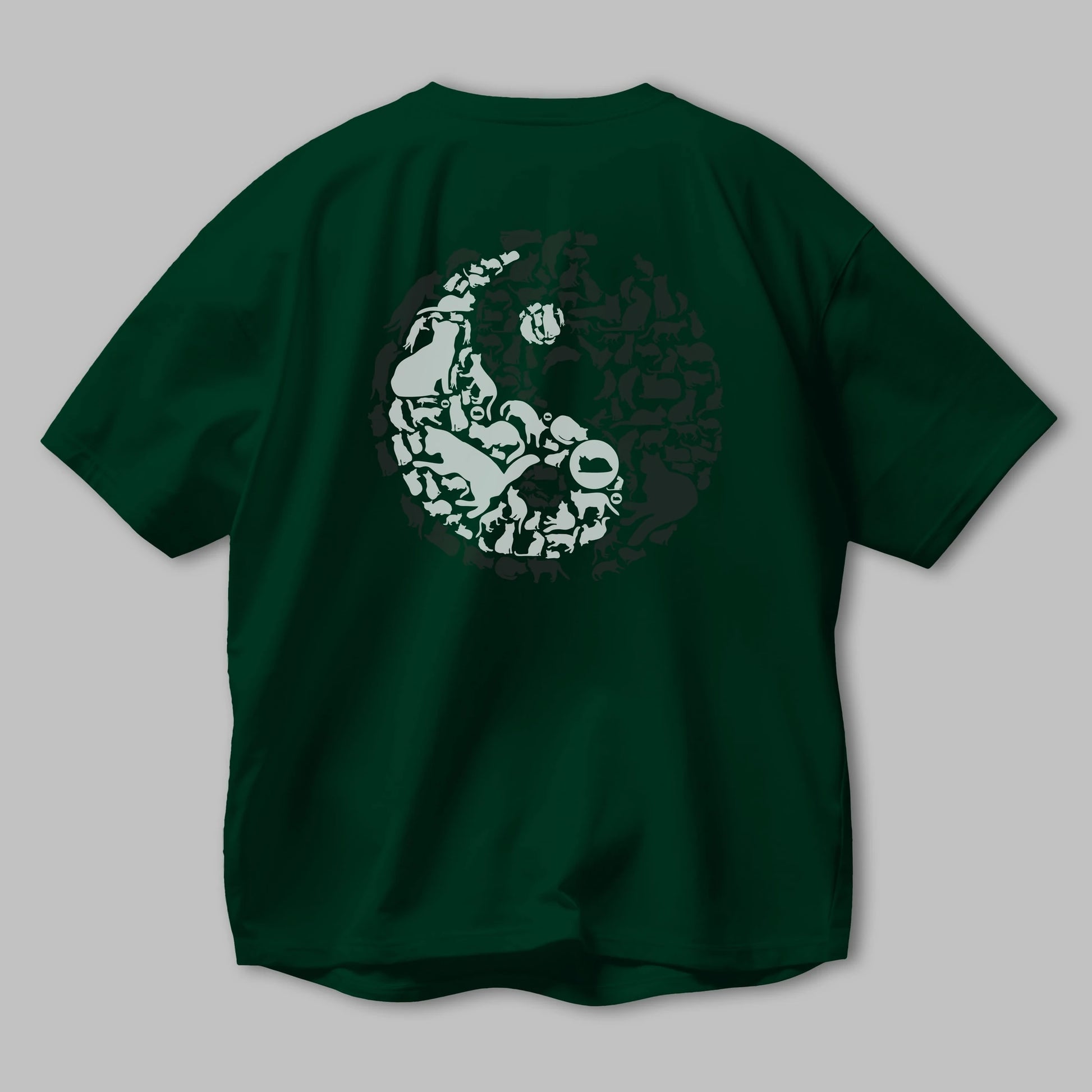 YinYang Cats Arka Baskılı Oversize t-shirt %100 pamuk Erkek Kadın Unisex