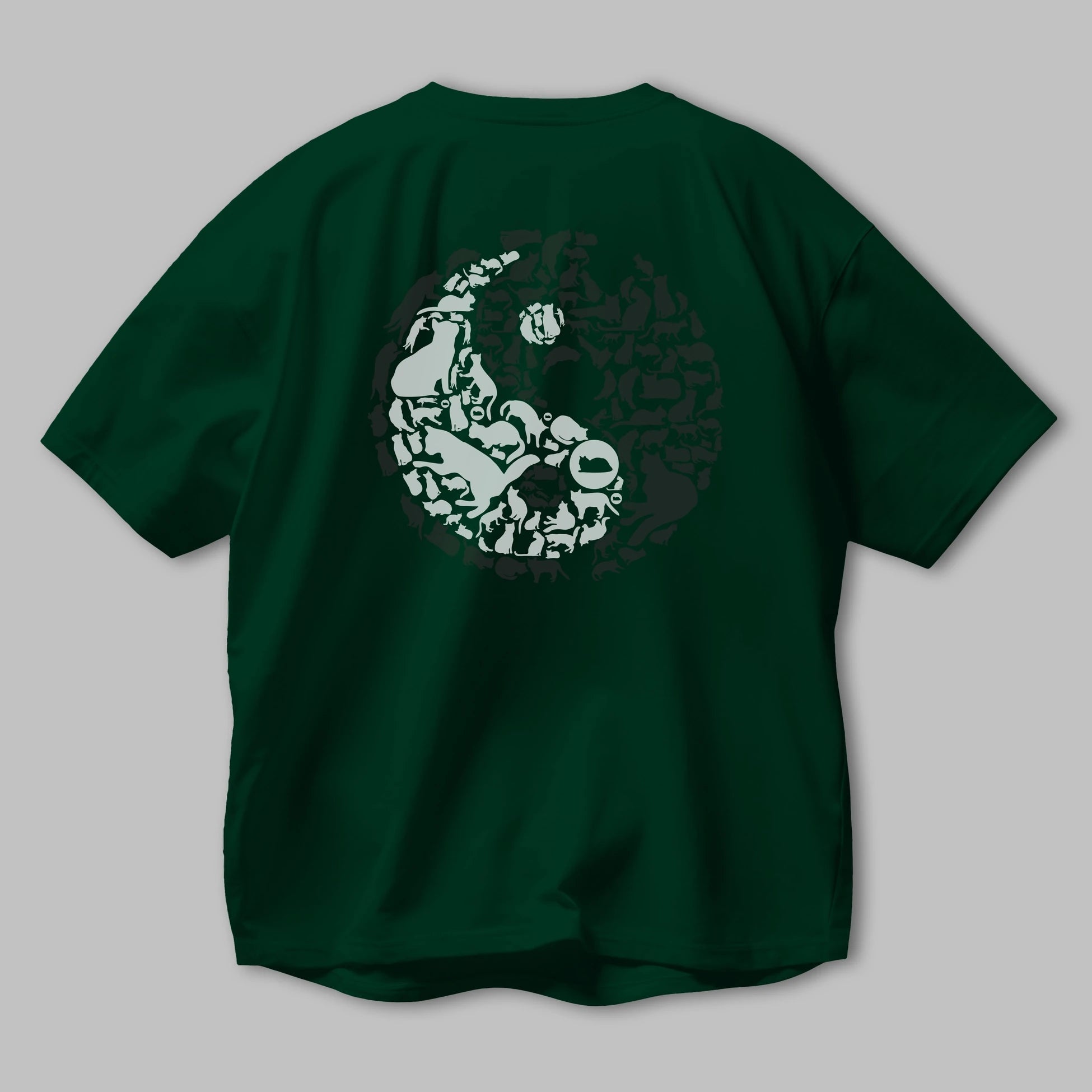 YinYang Cats Arka Baskılı Oversize t-shirt %100 pamuk Erkek Kadın Unisex