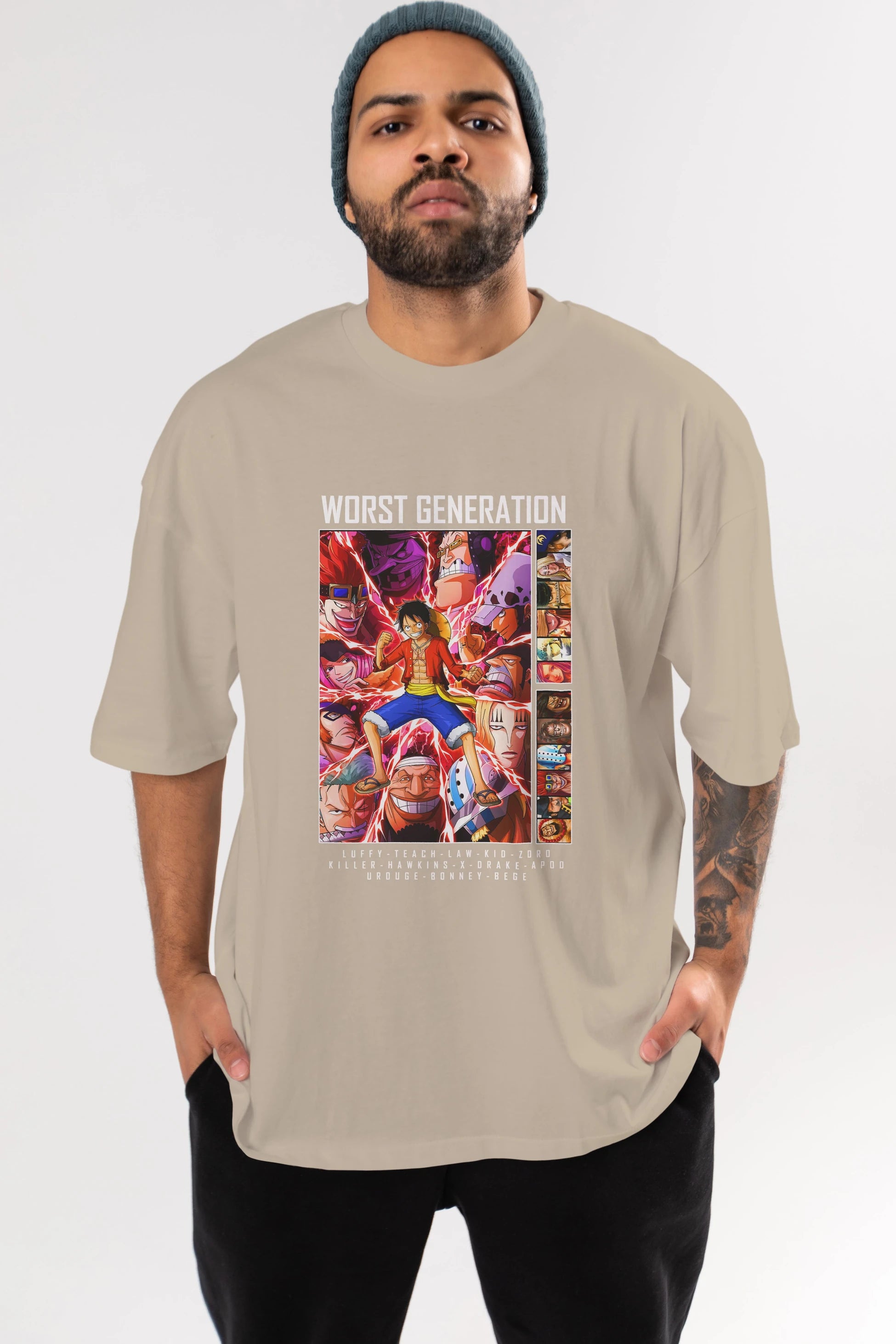 Worst Generation Anime Ön Baskılı Oversize t-shirt Erkek Kadın Unisex