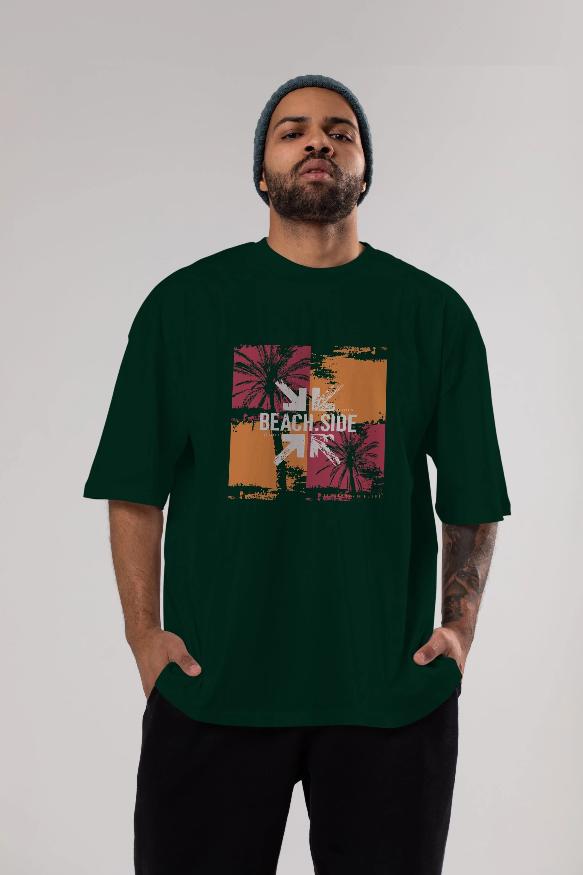Beach Side Ön Baskılı Oversize t-shirt Erkek Kadın Unisex