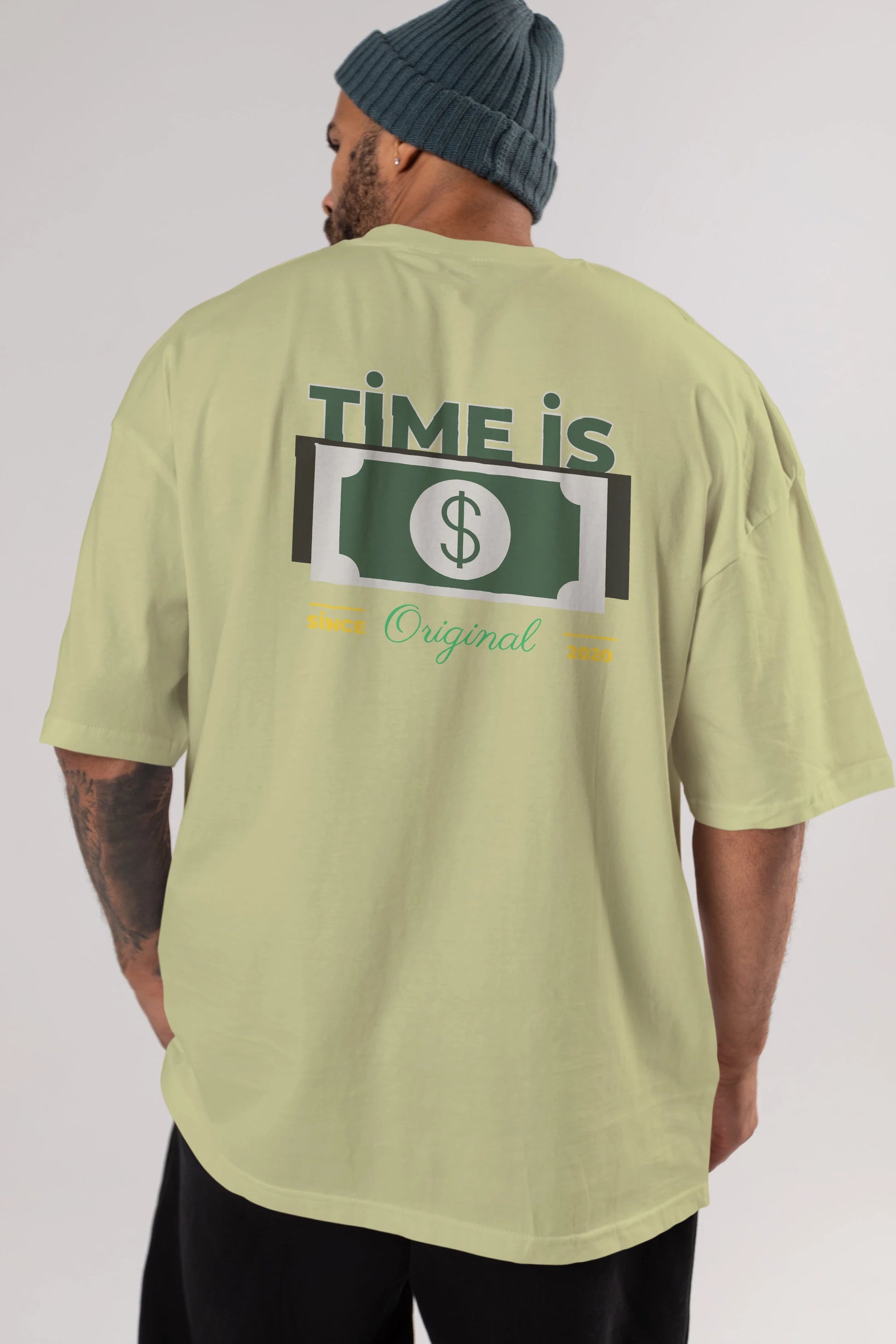 Time is Original Arka Baskılı Oversize t-shirt Erkek Kadın Unisex