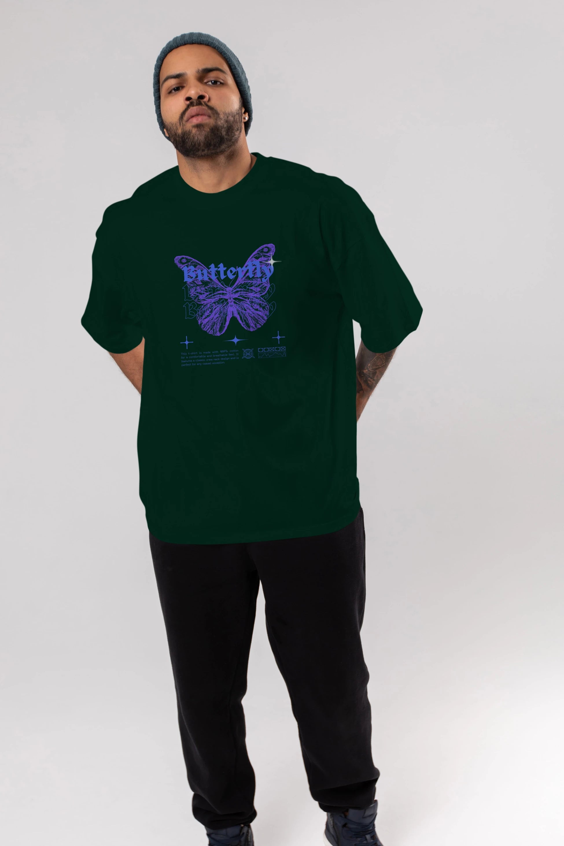 Butterfly Streetwear Ön Baskılı Oversize t-shirt Erkek Kadın Unisex