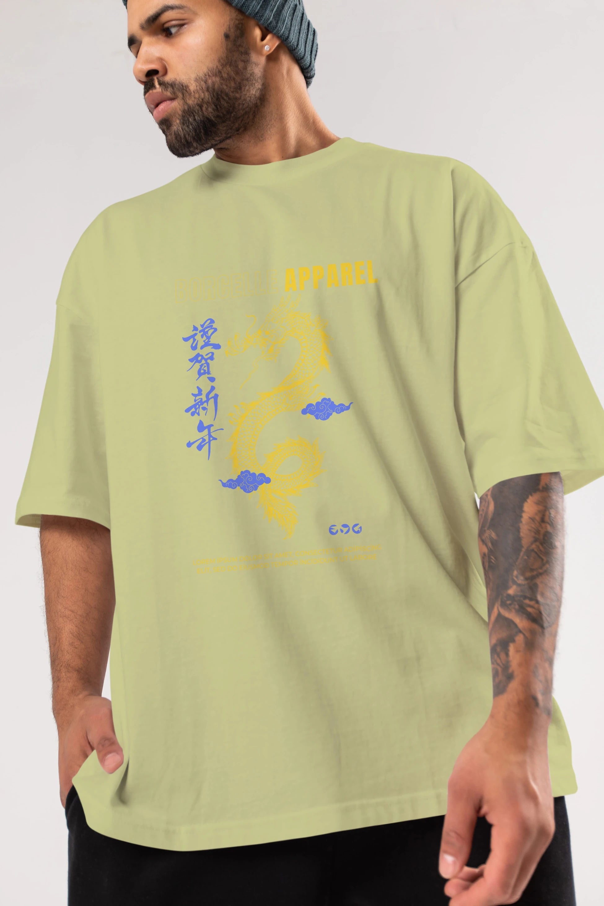 Borcelle Apparel Yazılı Ön Baskılı Oversize t-shirt Erkek Kadın Unisex
