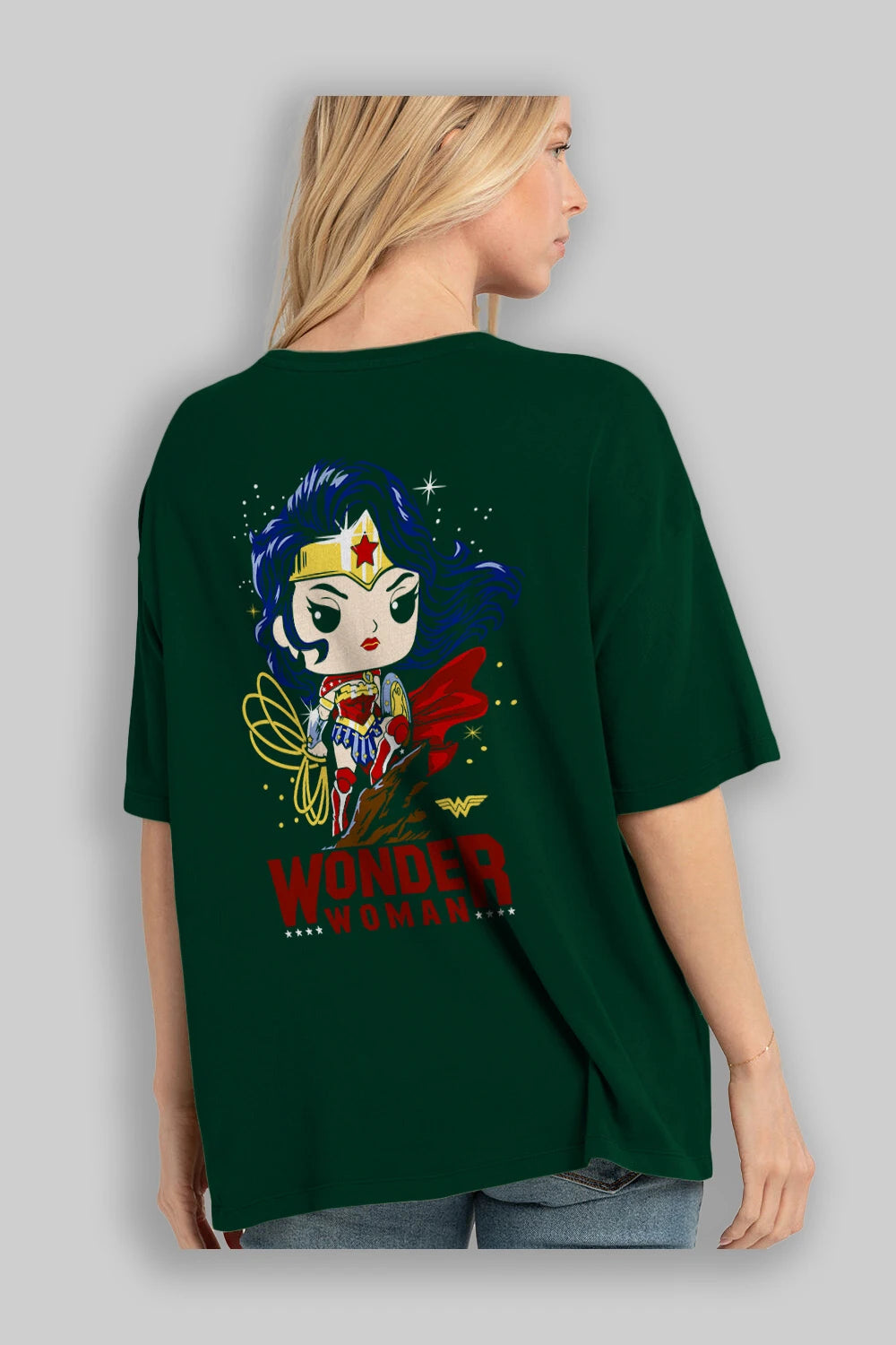 Wonder Woman (2) Arka Baskılı Oversize t-shirt Erkek Kadın Unisex %100 Pamuk Bisiklet Yaka tişort