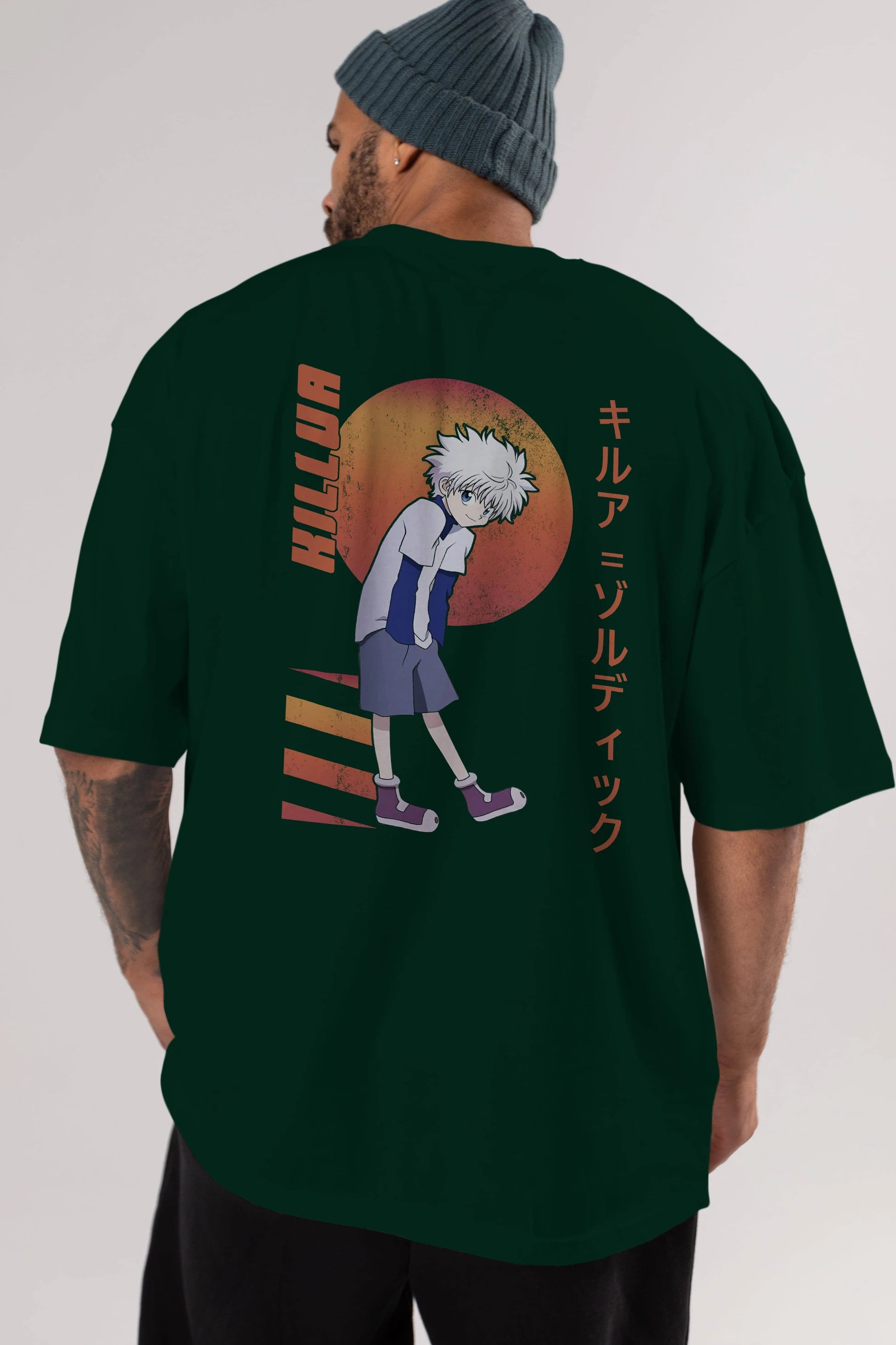 Killua Zoldyck 5 2 Anime Arka Baskılı Oversize t-shirt Erkek Kadın Unisex