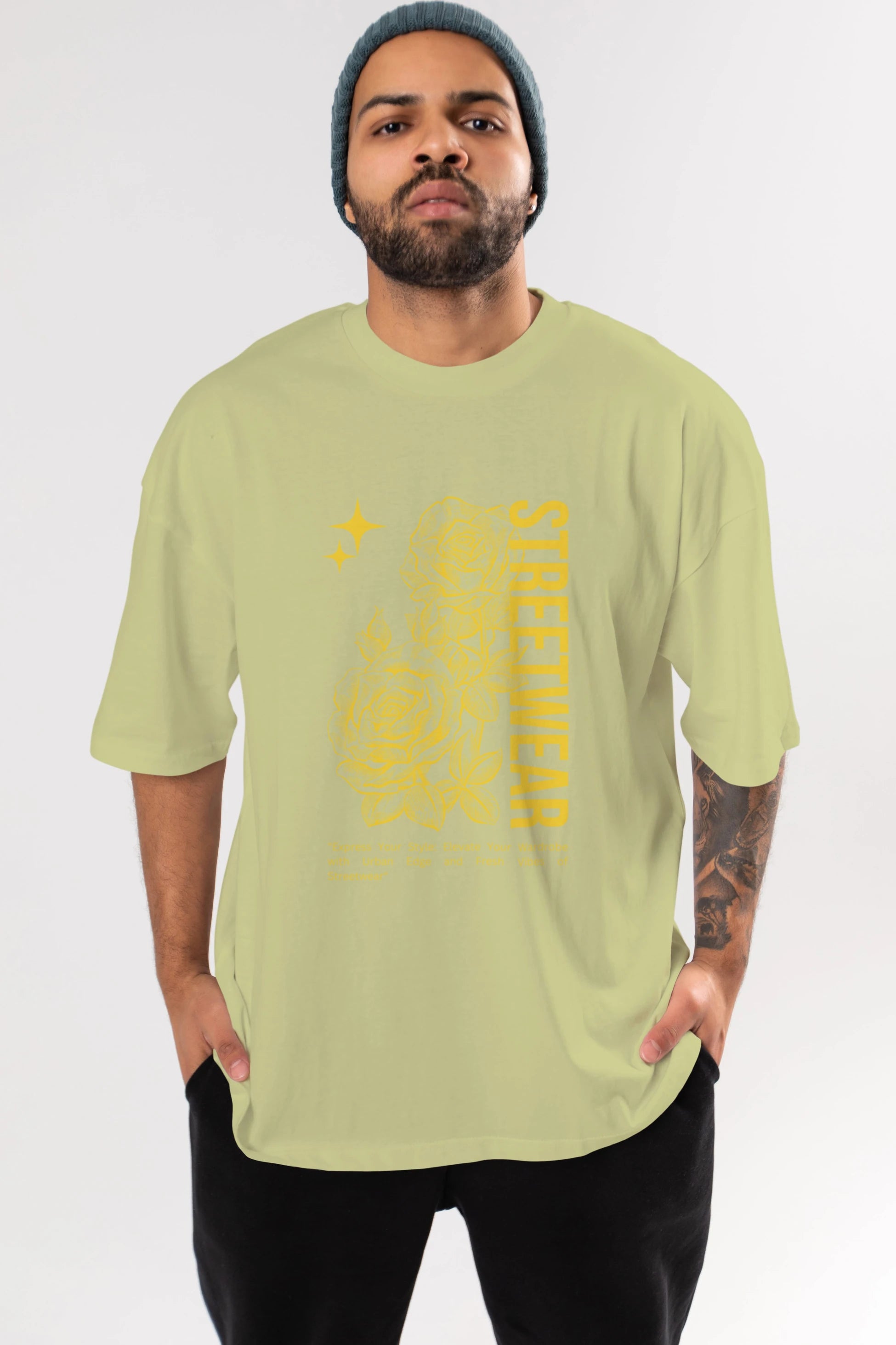 Minimalist Streetwear Ön Baskılı Oversize t-shirt Erkek Kadın Unisex