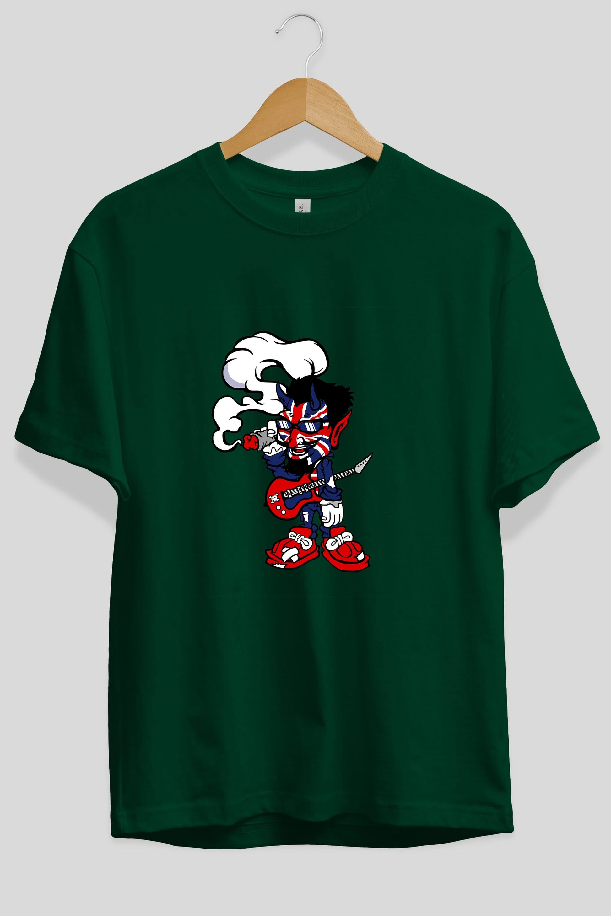 Uk Devil Rockstar Ön Baskılı Oversize t-shirt Erkek Kadın Unisex %100 Pamuk tişort