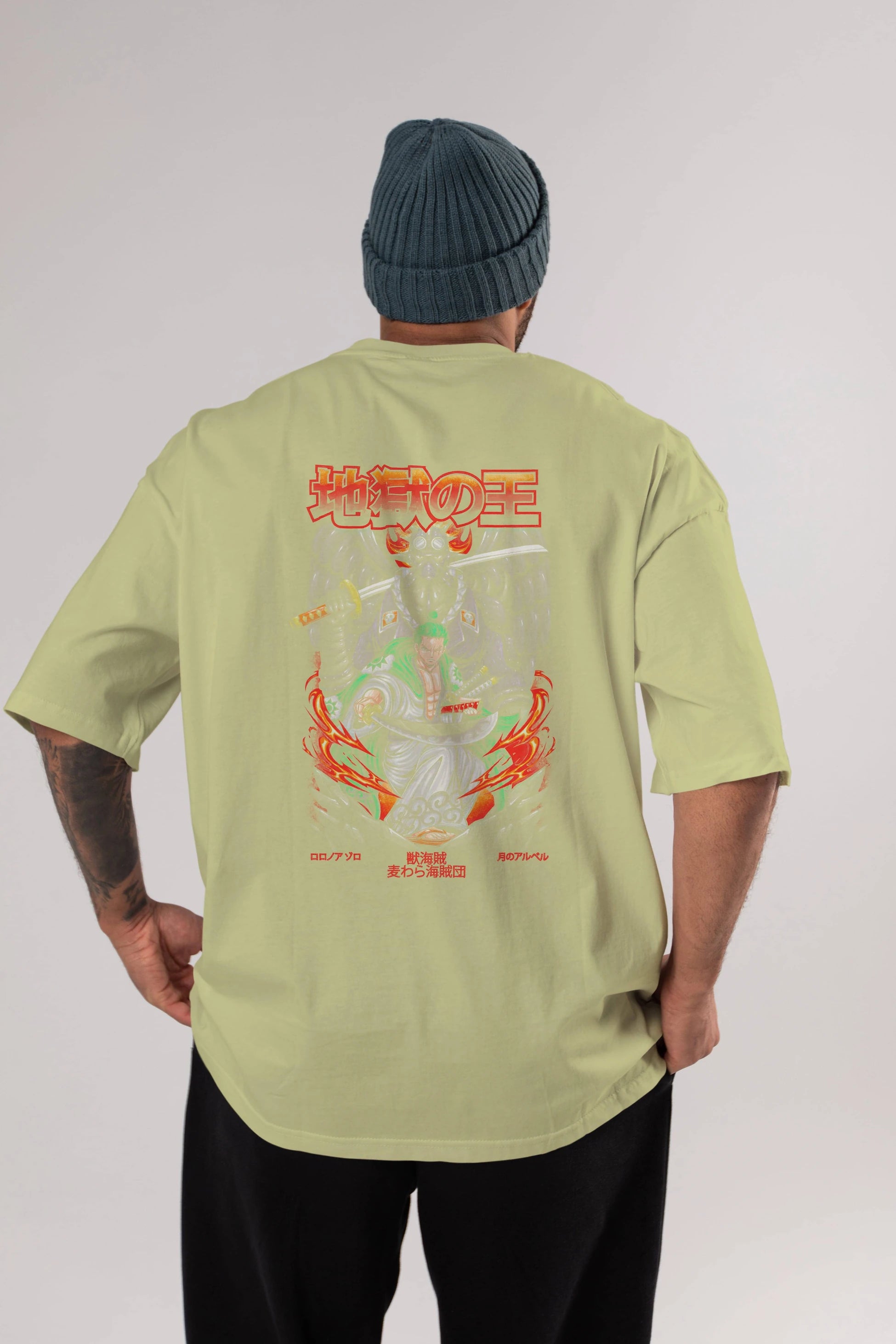 Roronoa Zoro 4 Anime Arka Baskılı Oversize t-shirt Erkek Kadın Unisex
