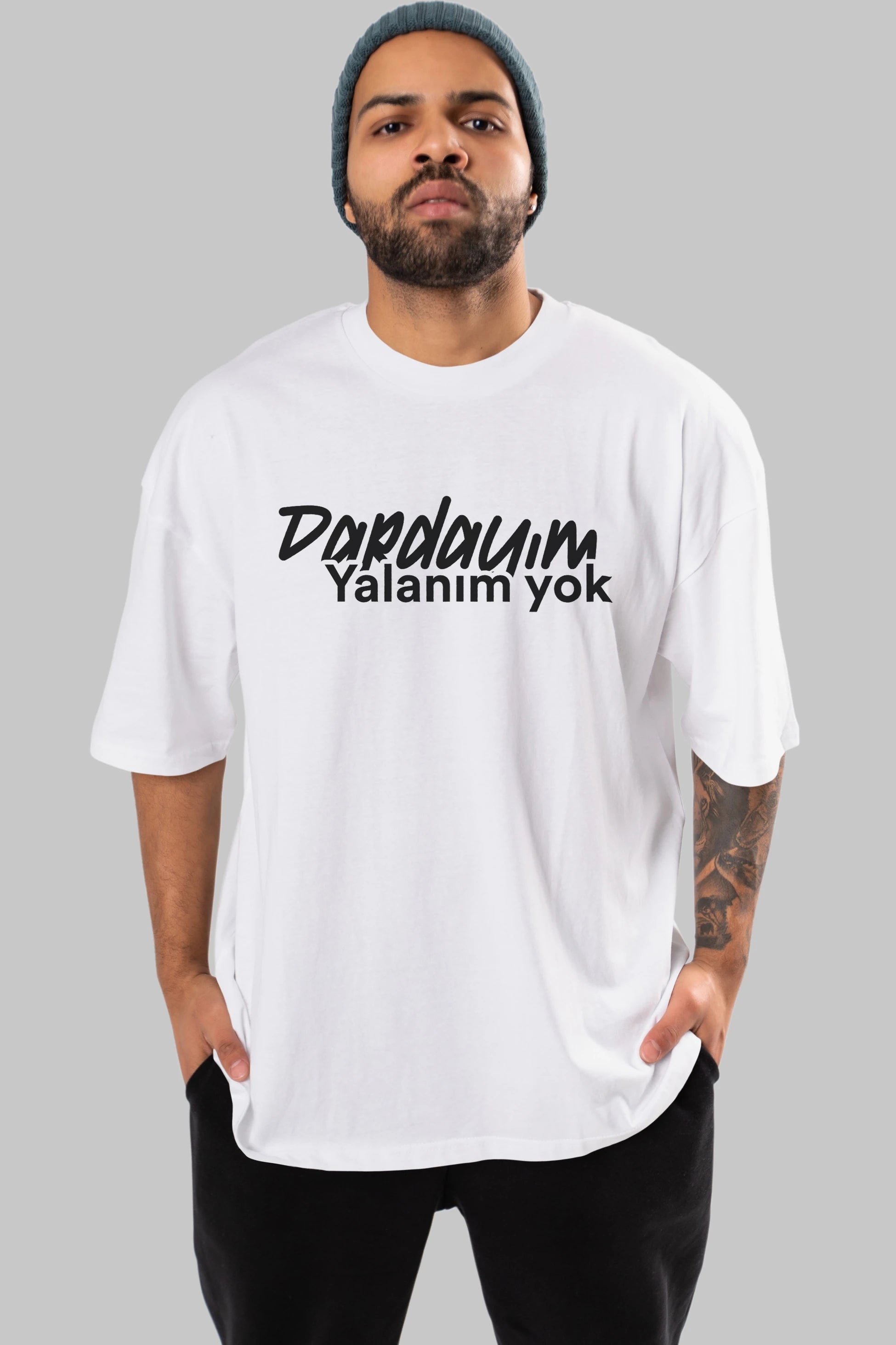 Dardayım Yalanım Yok Ön Baskılı Oversize t-shirt %100 pamuk Erkek Kadın Unisex