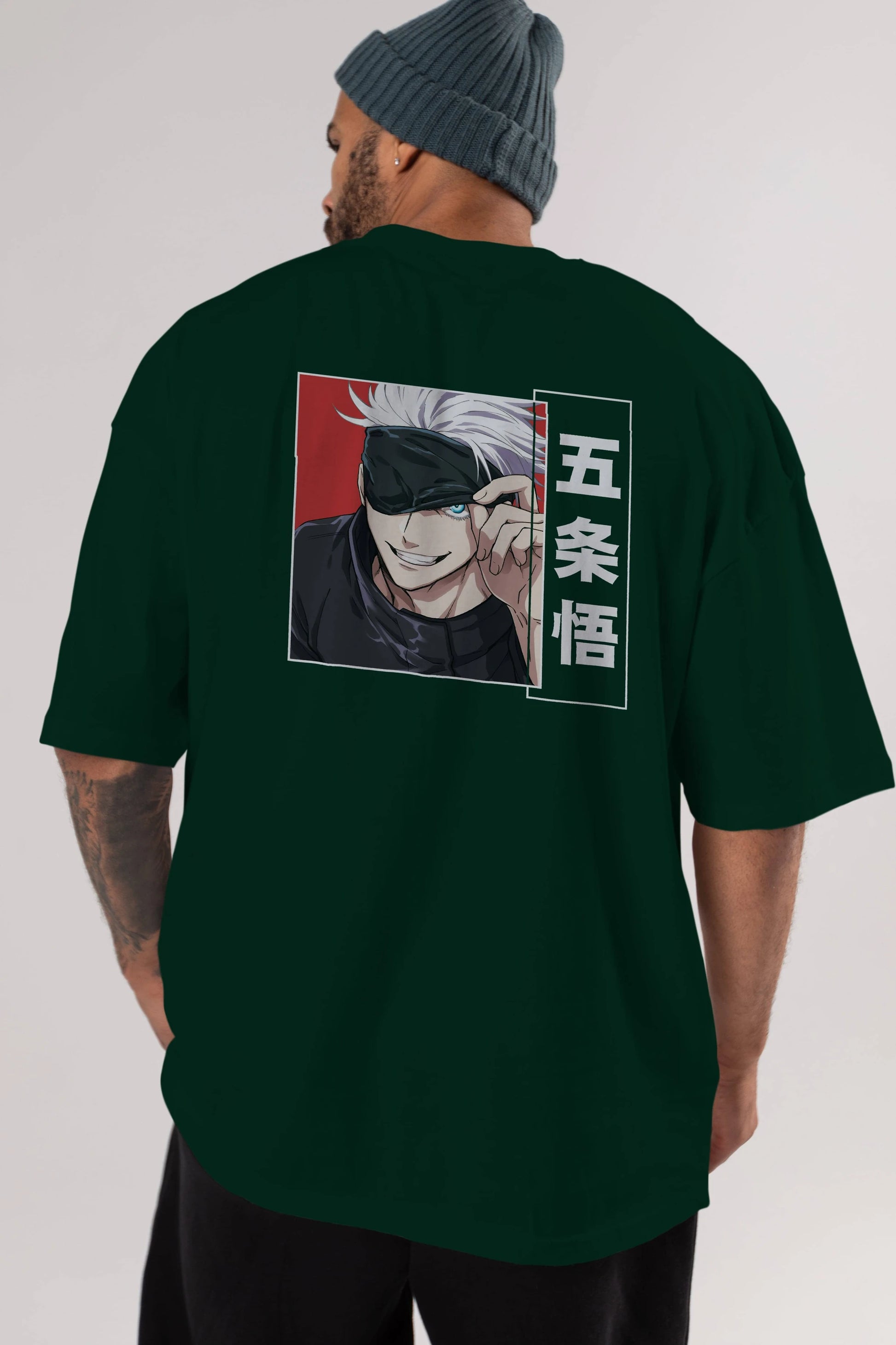 JUJUTSU KAISEN Anime Arka Baskılı Oversize t-shirt Erkek Kadın Unisex