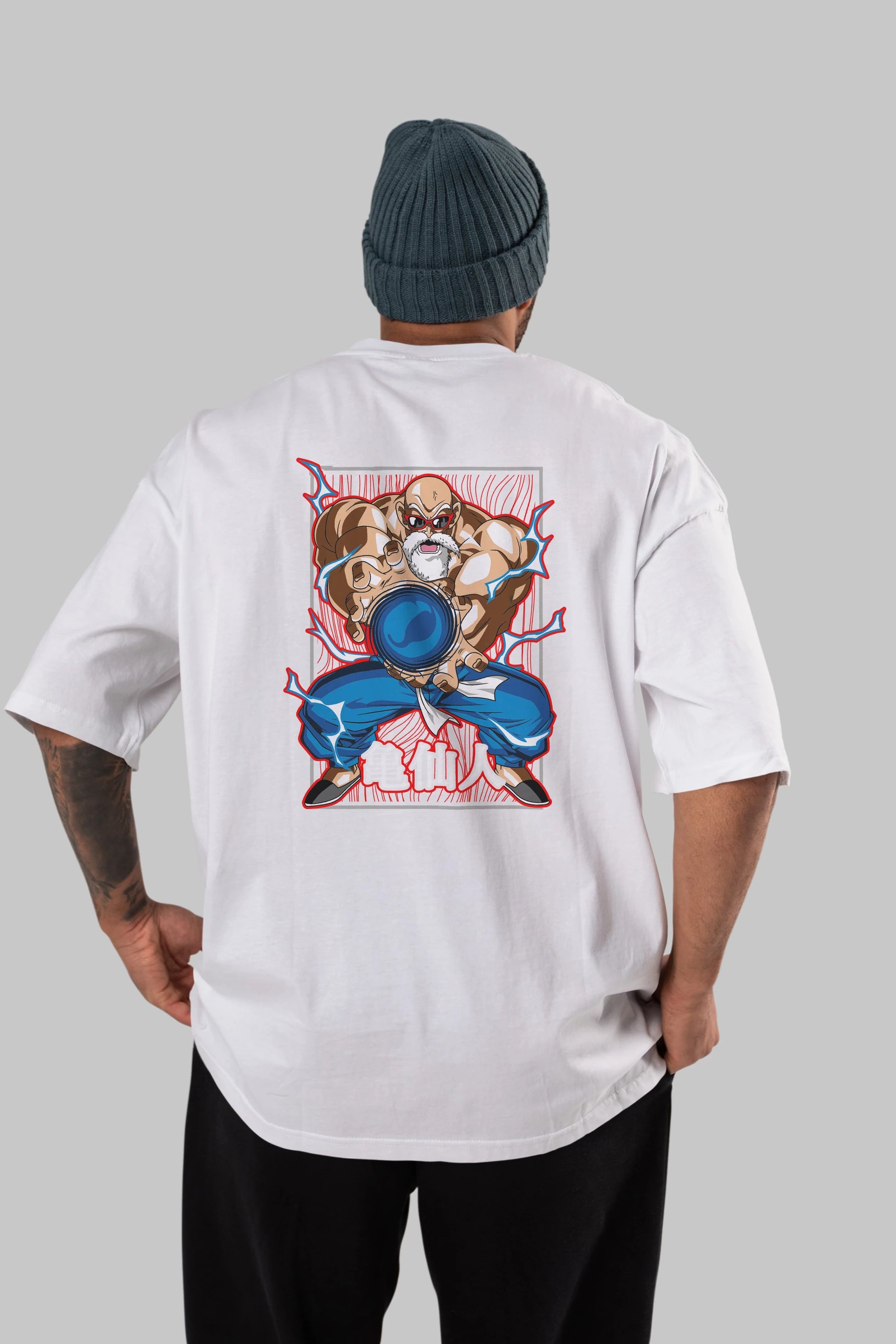 DragonBall MaestroRoshi Anime Arka Baskılı Oversize t-shirt Erkek Kadın Unisex