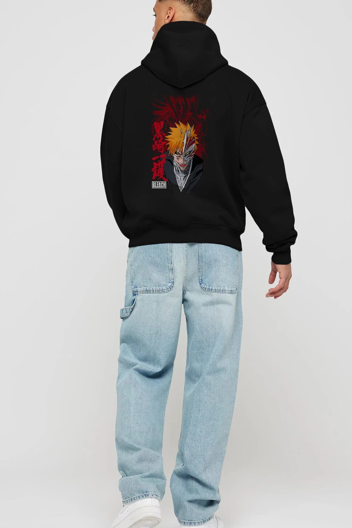 ICHIGO KUROSAKI VIZARD Anime Arka Baskılı Hoodie Oversize Kapüşonlu Sweatshirt Erkek Kadın Unisex
