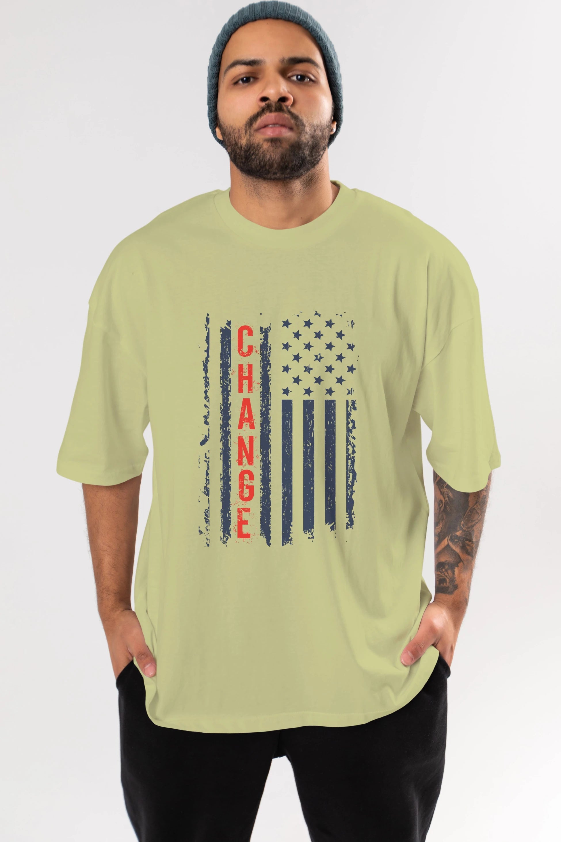 Change Ön Baskılı Oversize t-shirt Erkek Kadın Unisex