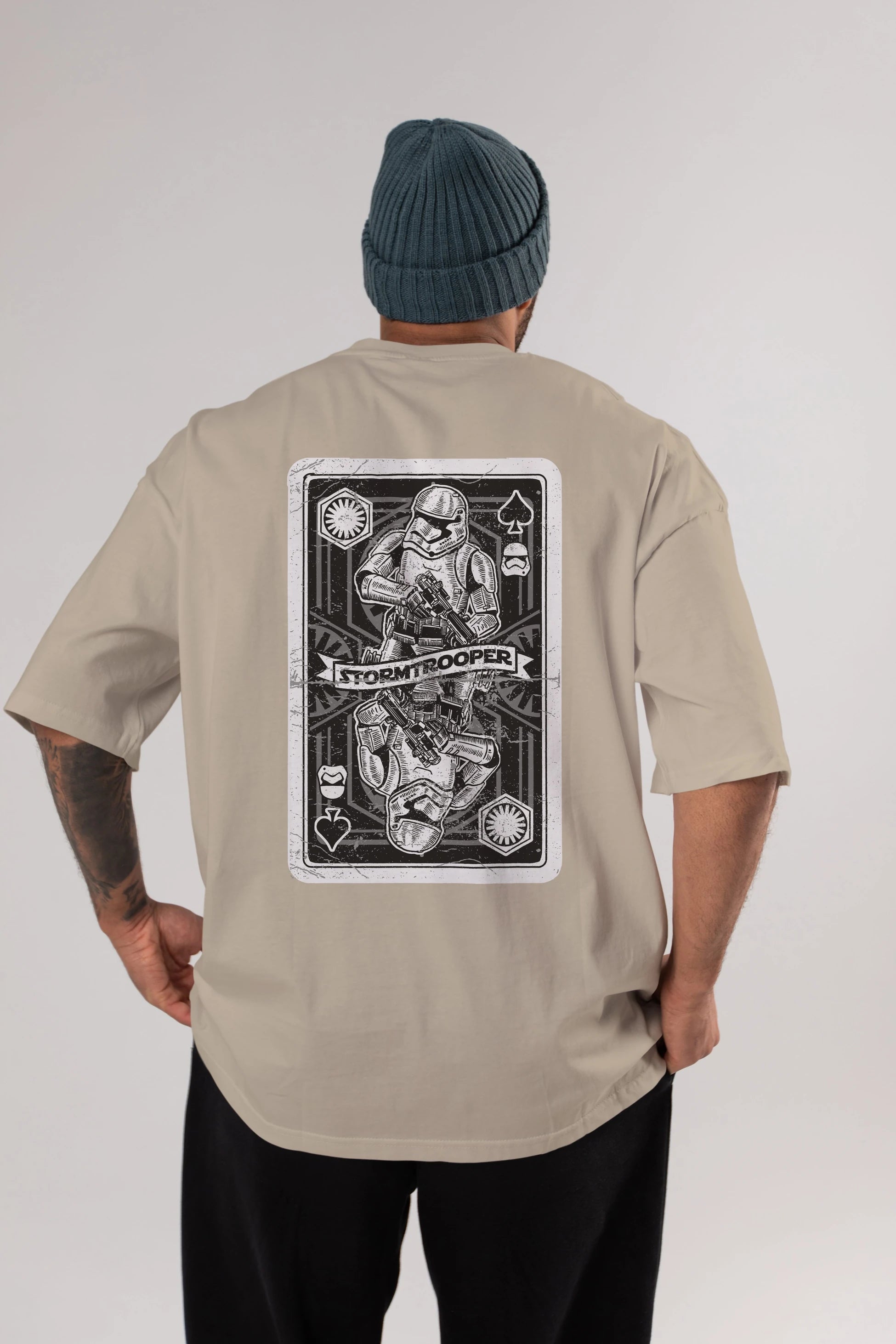 Stormtrooper Playing Card Arka Baskılı Oversize t-shirt Erkek Kadın Unisex %100 Pamuk