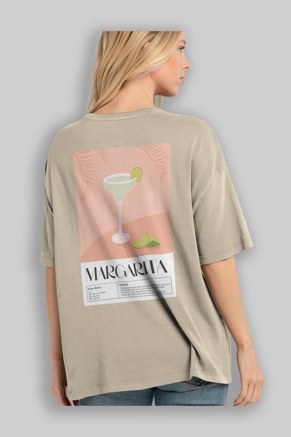 Margarita 5 Arka Baskılı Oversize t-shirt Erkek Kadın Unisex %100 Pamuk Bisiklet Yaka tişort