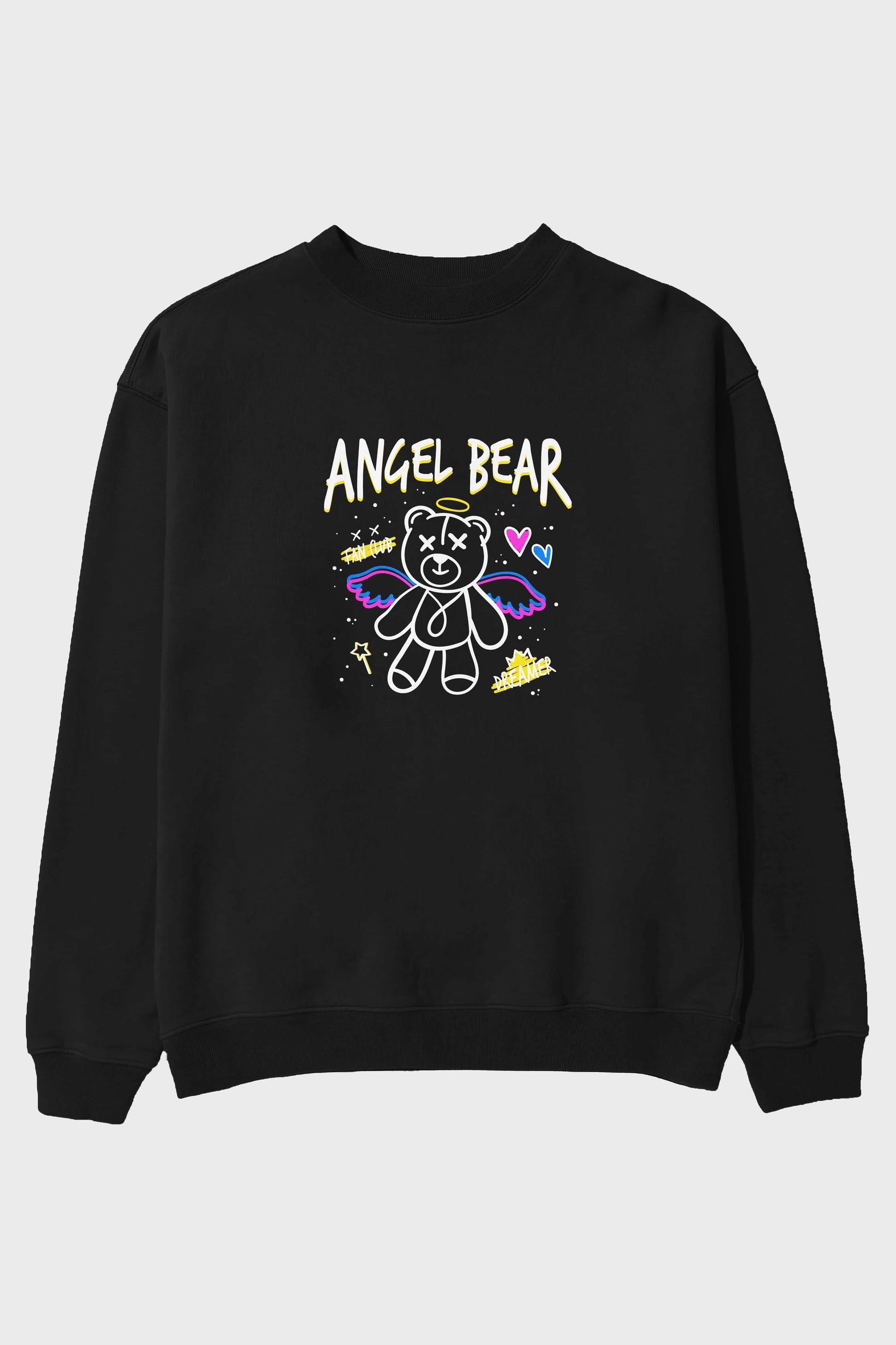 Angel Bear Ön Baskılı Oversize Sweatshirt Erkek Kadın Unisex