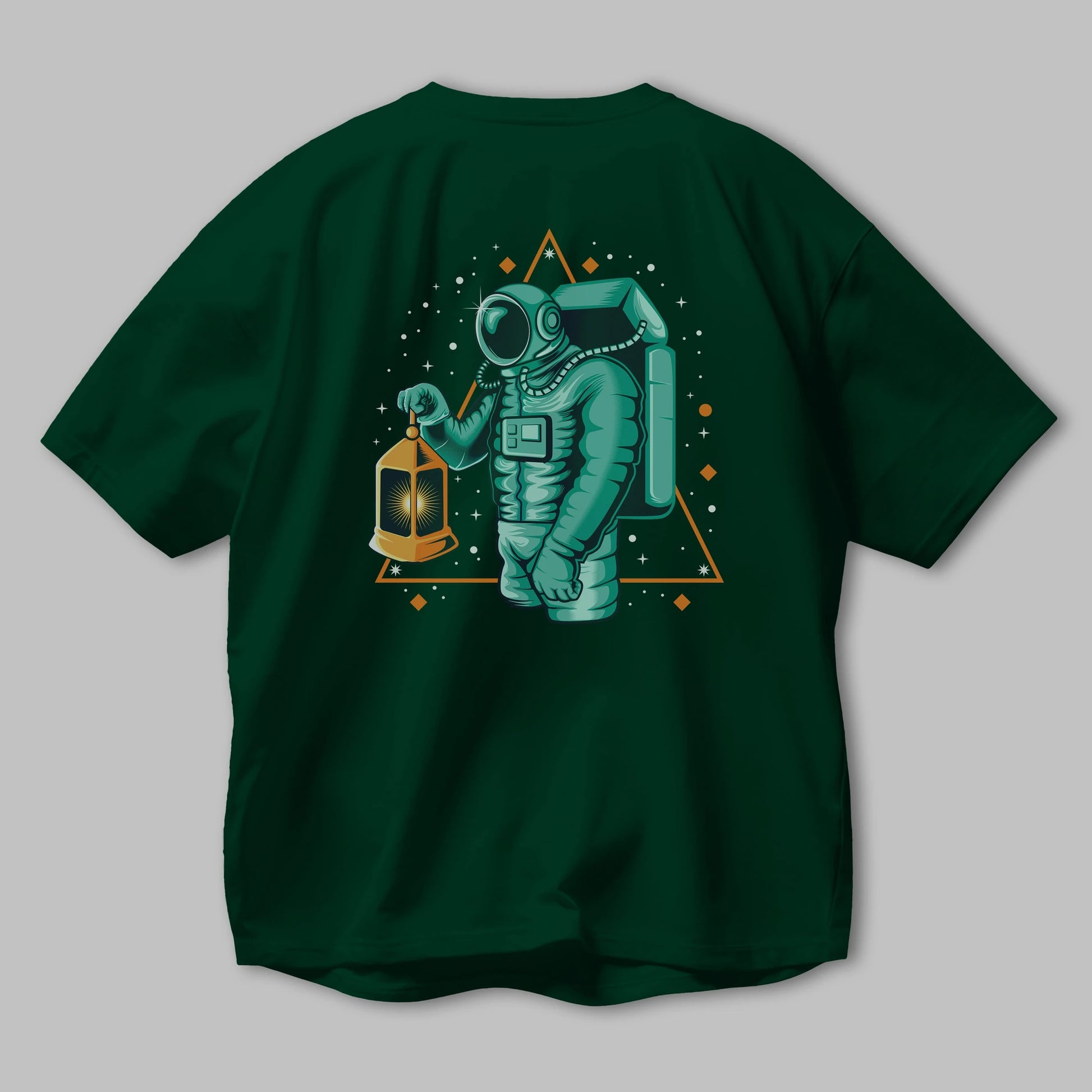 Astronaut Lantern Arka Baskılı Oversize t-shirt Erkek Kadın Unisex
