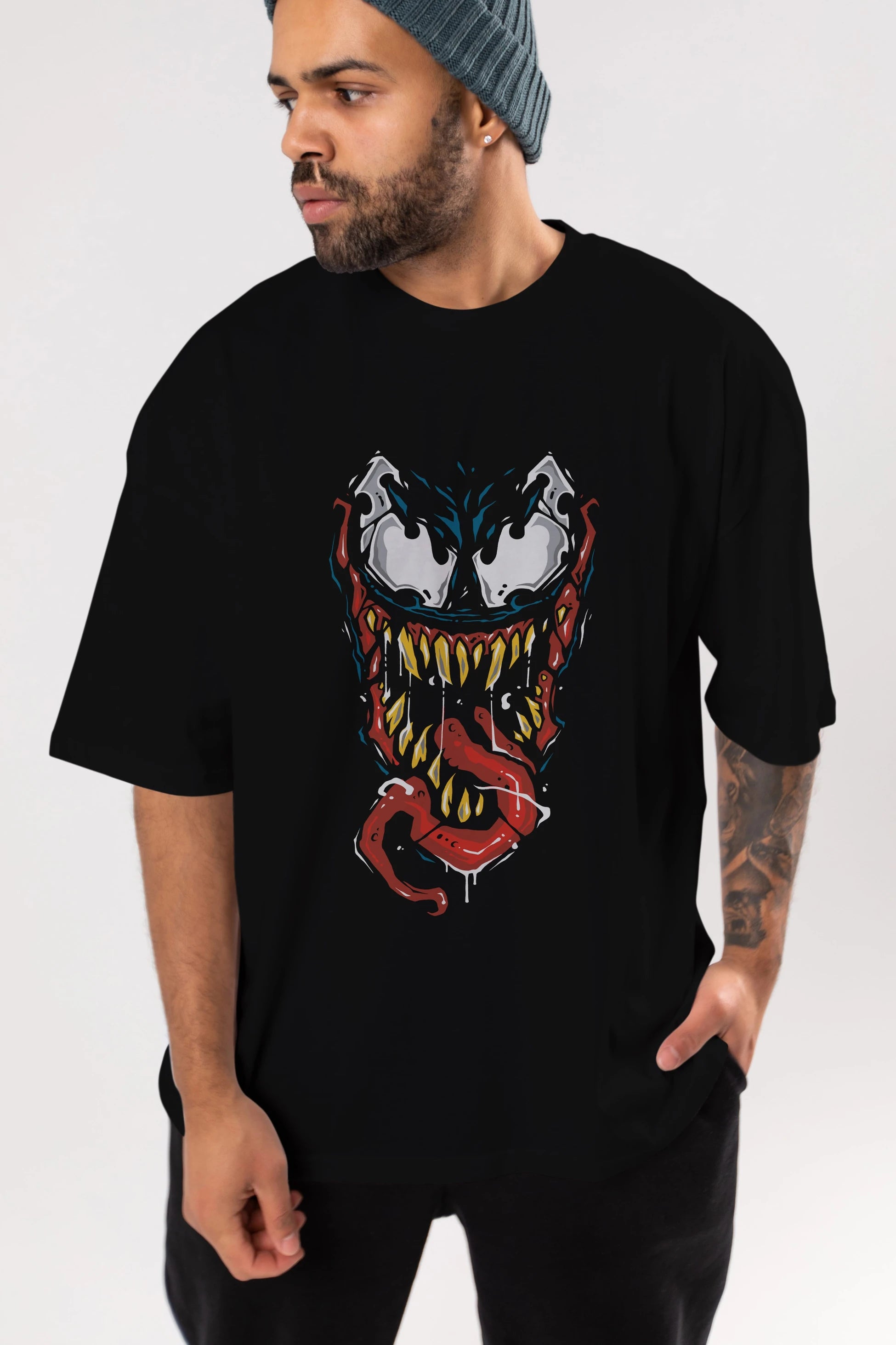Venom (15) Ön Baskılı Oversize t-shirt Erkek Kadın Unisex %100 Pamuk Bisiklet Yaka tişort