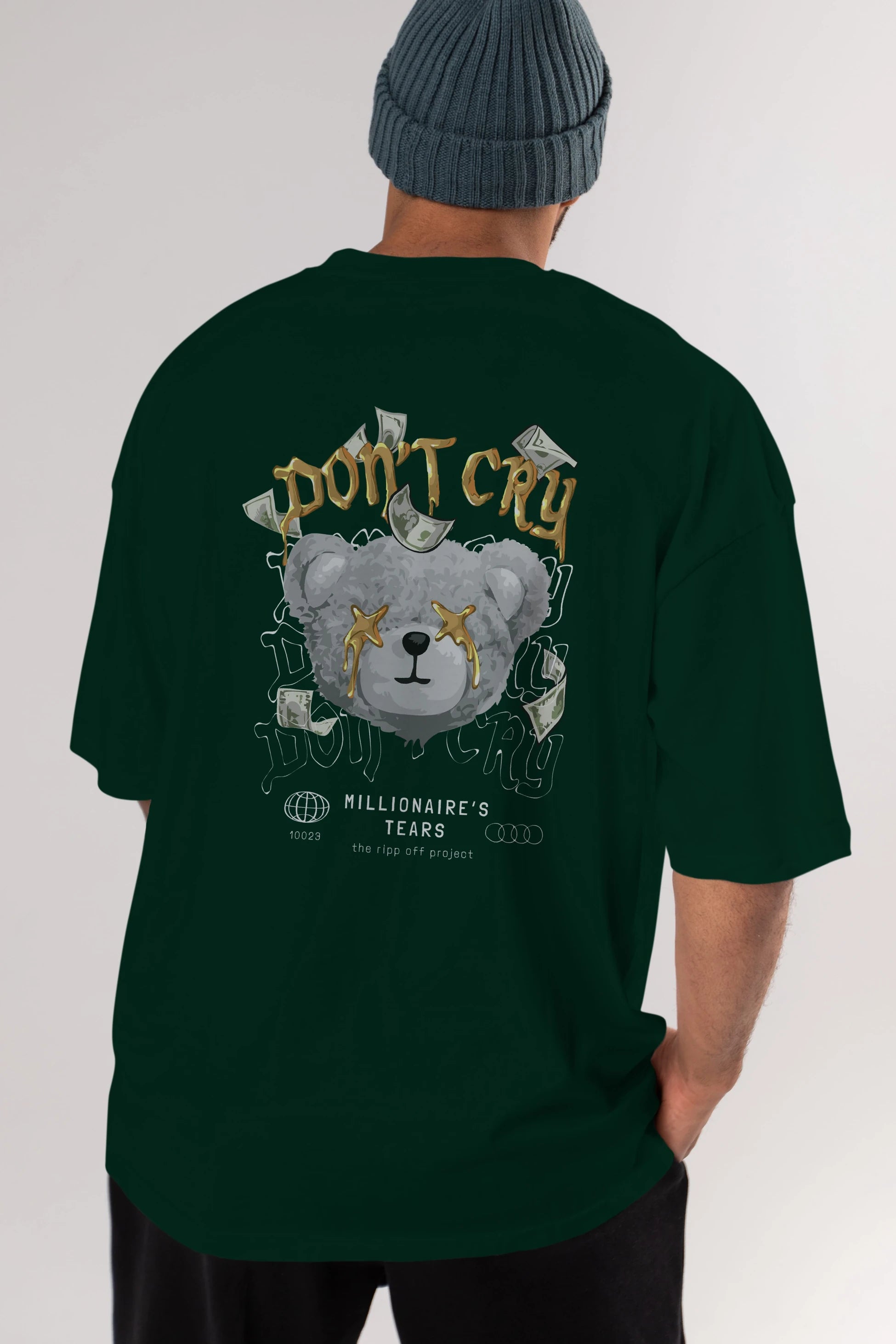 Dont Cry Bear Arka Baskılı Oversize t-shirt Erkek Kadın Unisex