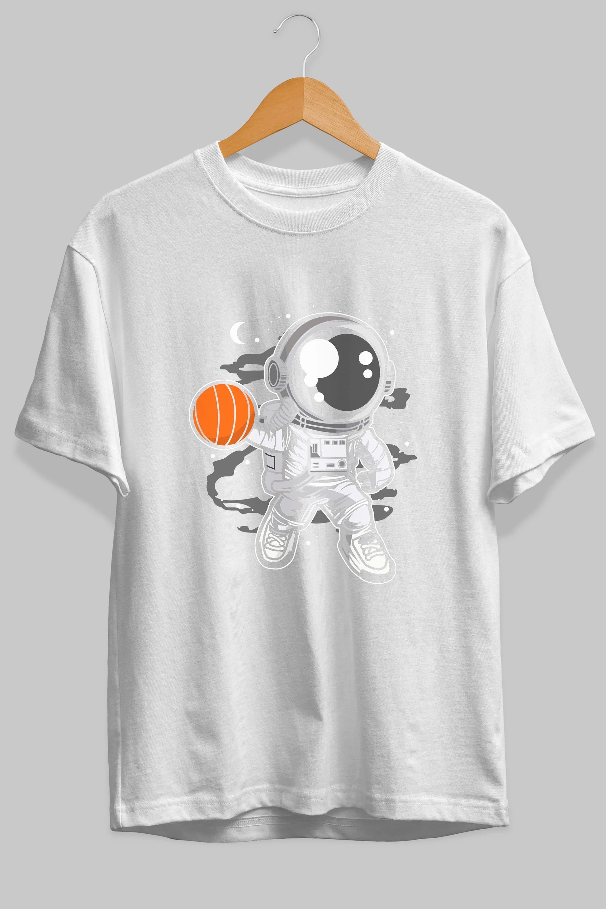 Astronaut Basketball Ön Baskılı Oversize t-shirt Erkek Kadın Unisex