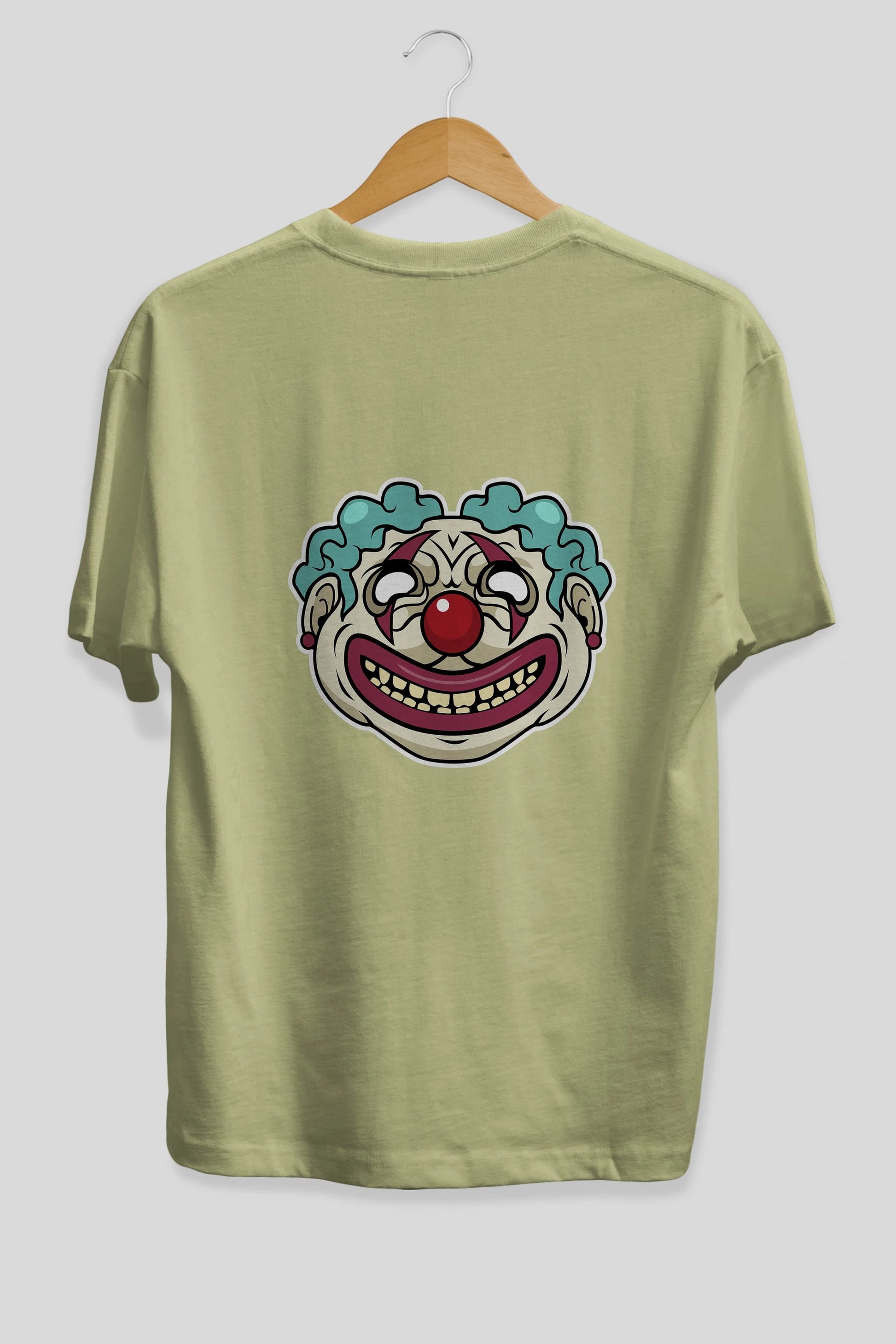 Clown Head Arka Baskılı Oversize t-shirt Erkek Kadın Unisex %100 Pamuk tişort