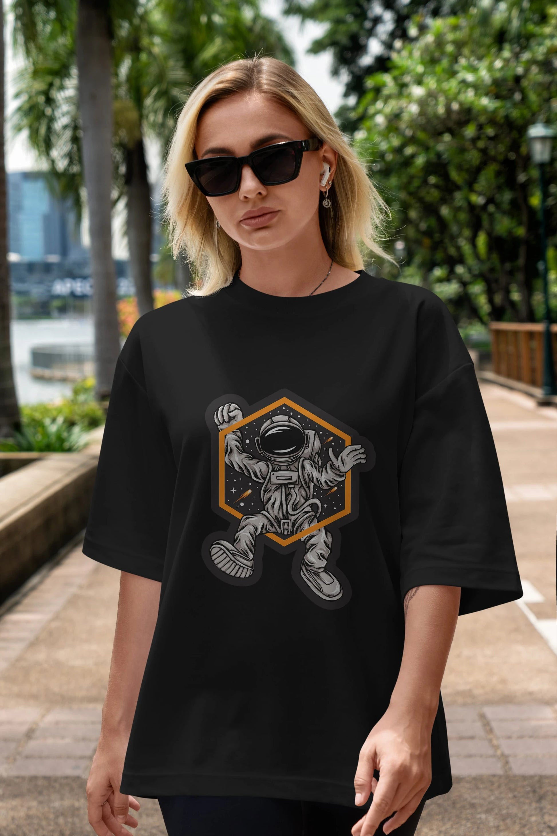 Astrofun Sticker Ön Baskılı Oversize t-shirt Erkek Kadın Unisex