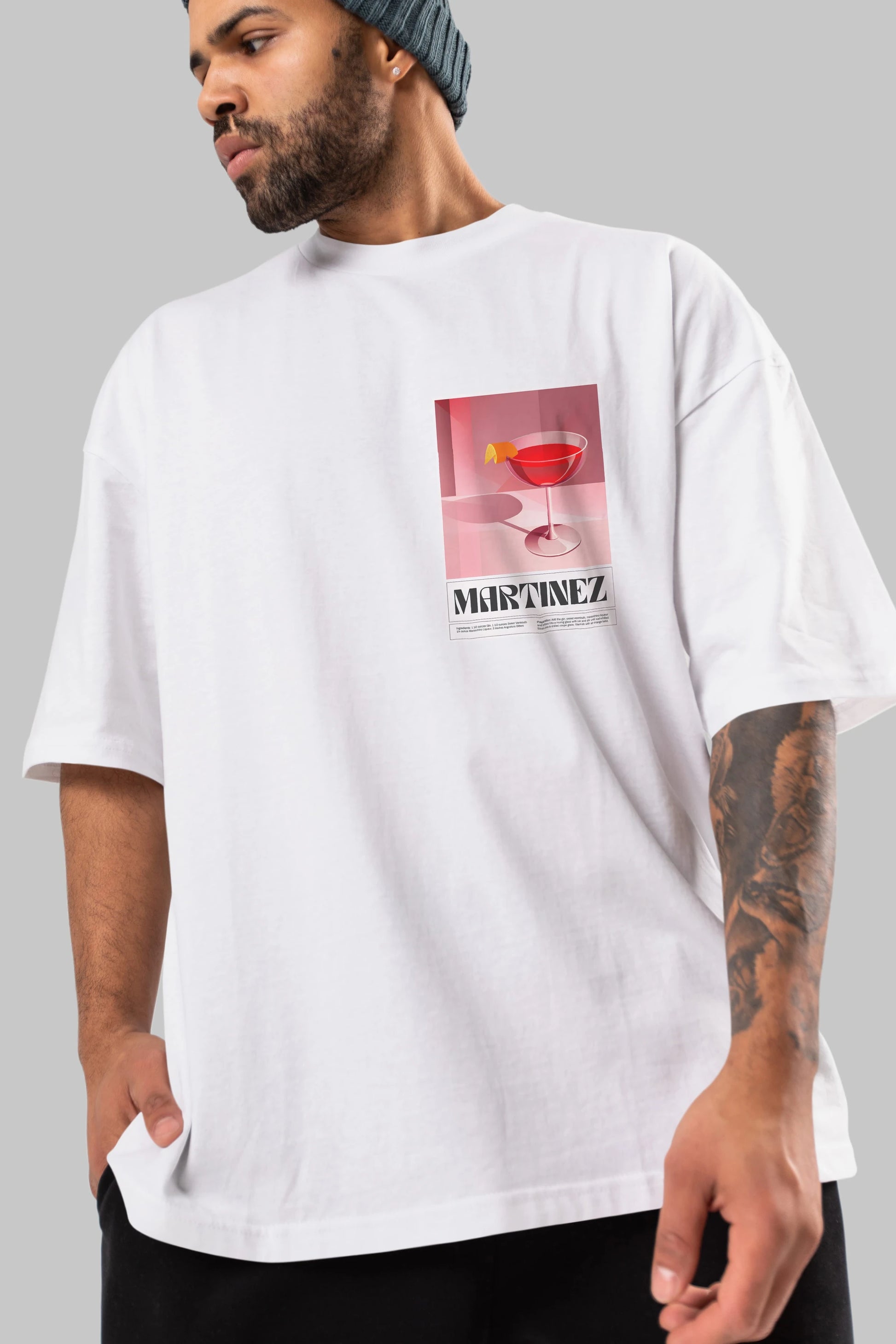 Martinez Ön Sol Baskılı Oversize t-shirt Erkek Kadın Unisex %100 Pamuk Bisiklet Yaka tişort
