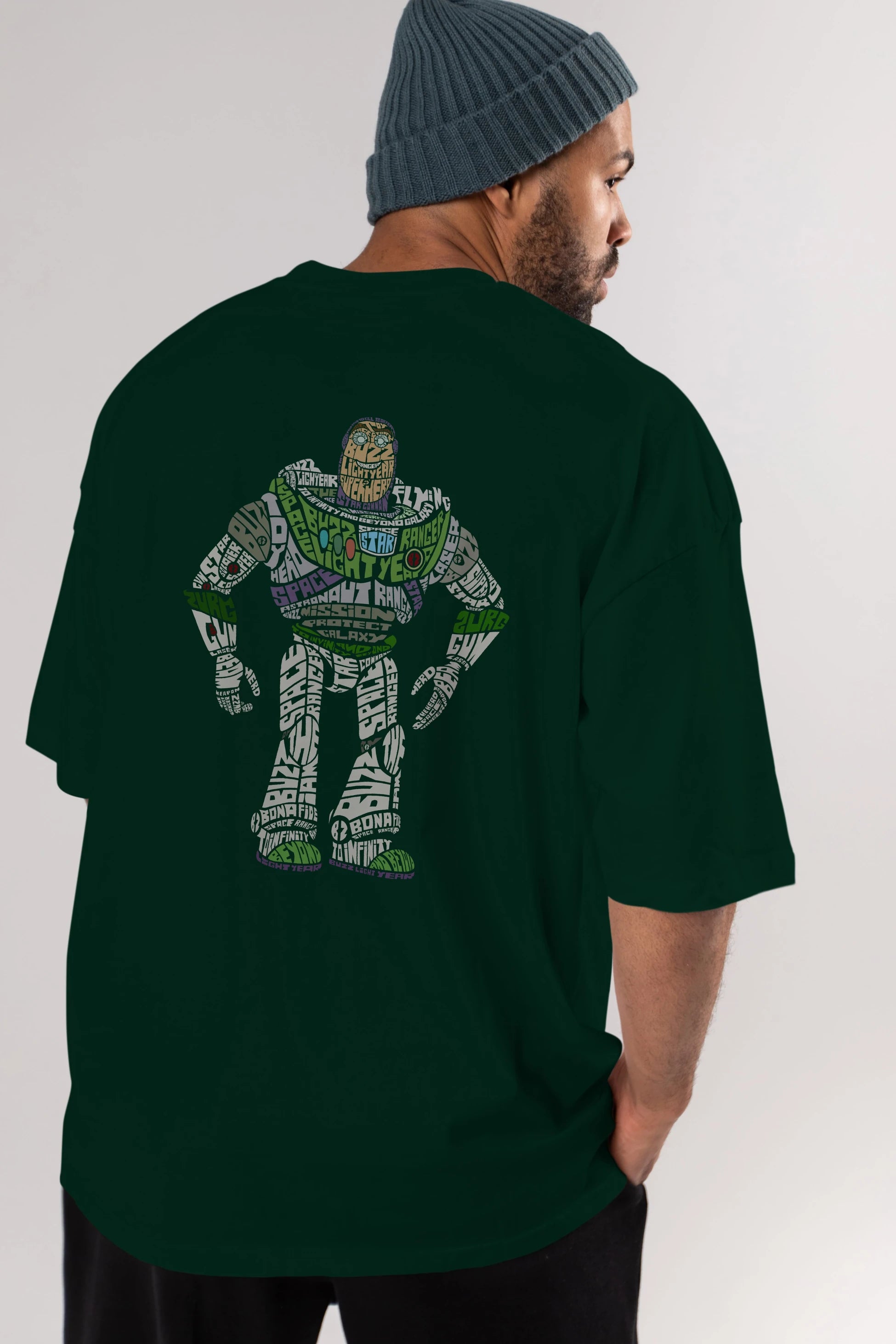 Buzz Arka Baskılı Oversize t-shirt %100 pamuk Erkek Kadın Unisex