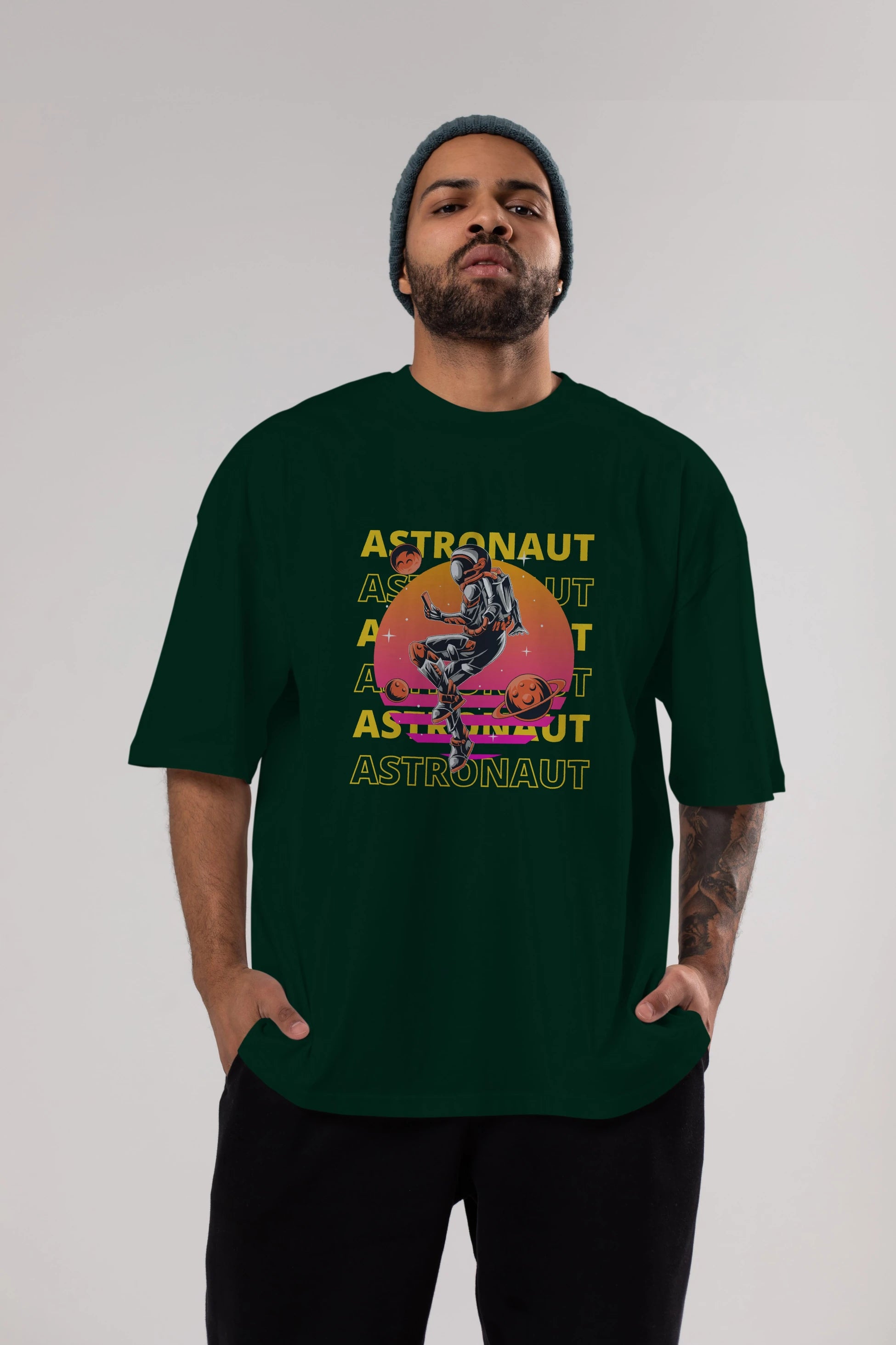 Astronaut Streetwear 2 Ön Baskılı Oversize t-shirt Erkek Kadın Unisex