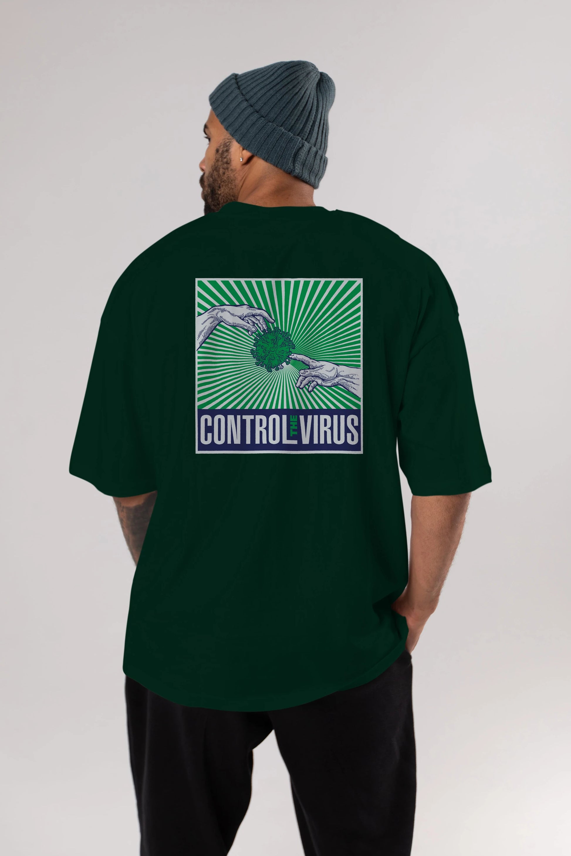 Control The Virus Arka Baskılı Oversize t-shirt Erkek Kadın Unisex