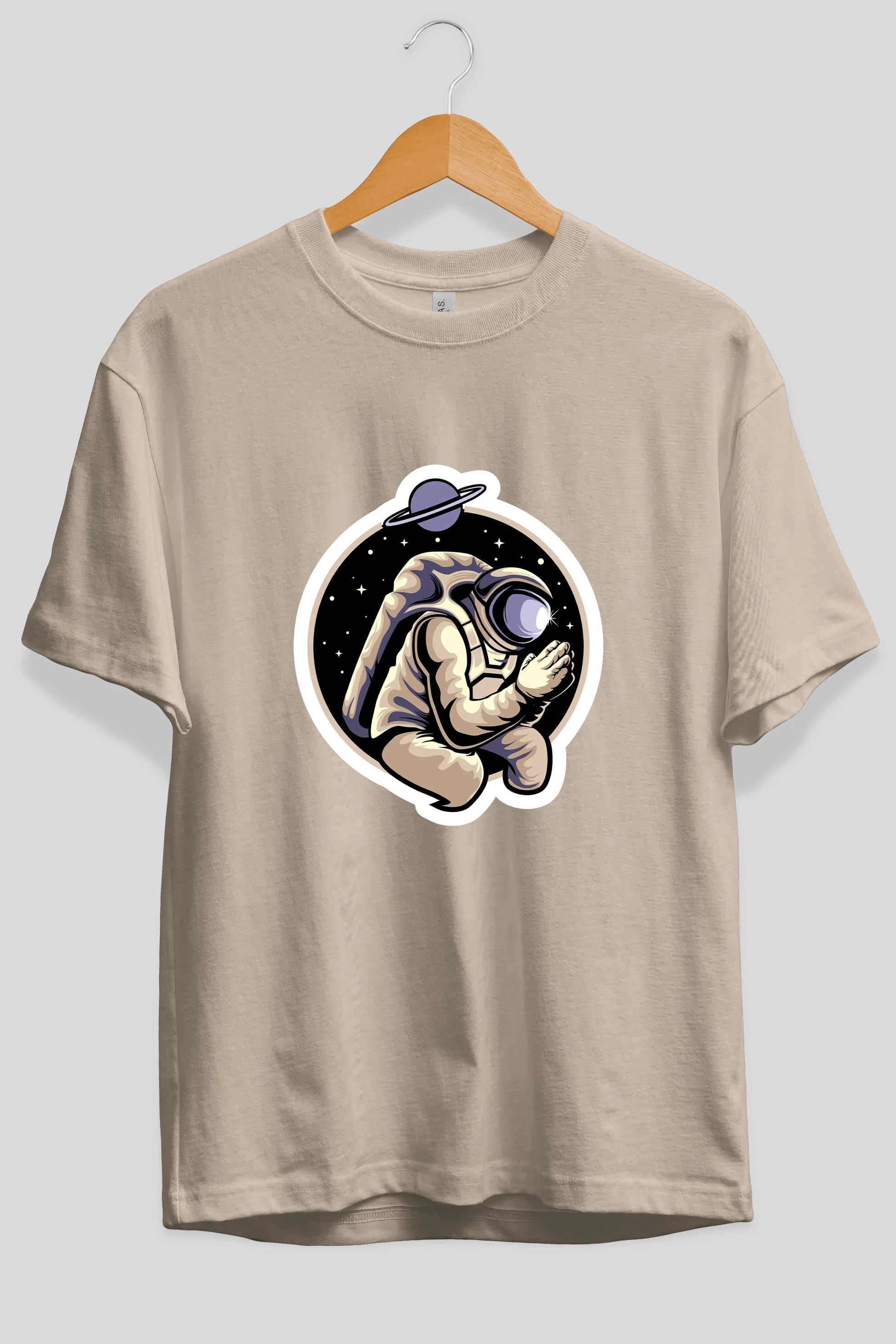 Astronaut Praying Sticker Ön Baskılı Oversize t-shirt Erkek Kadın Unisex