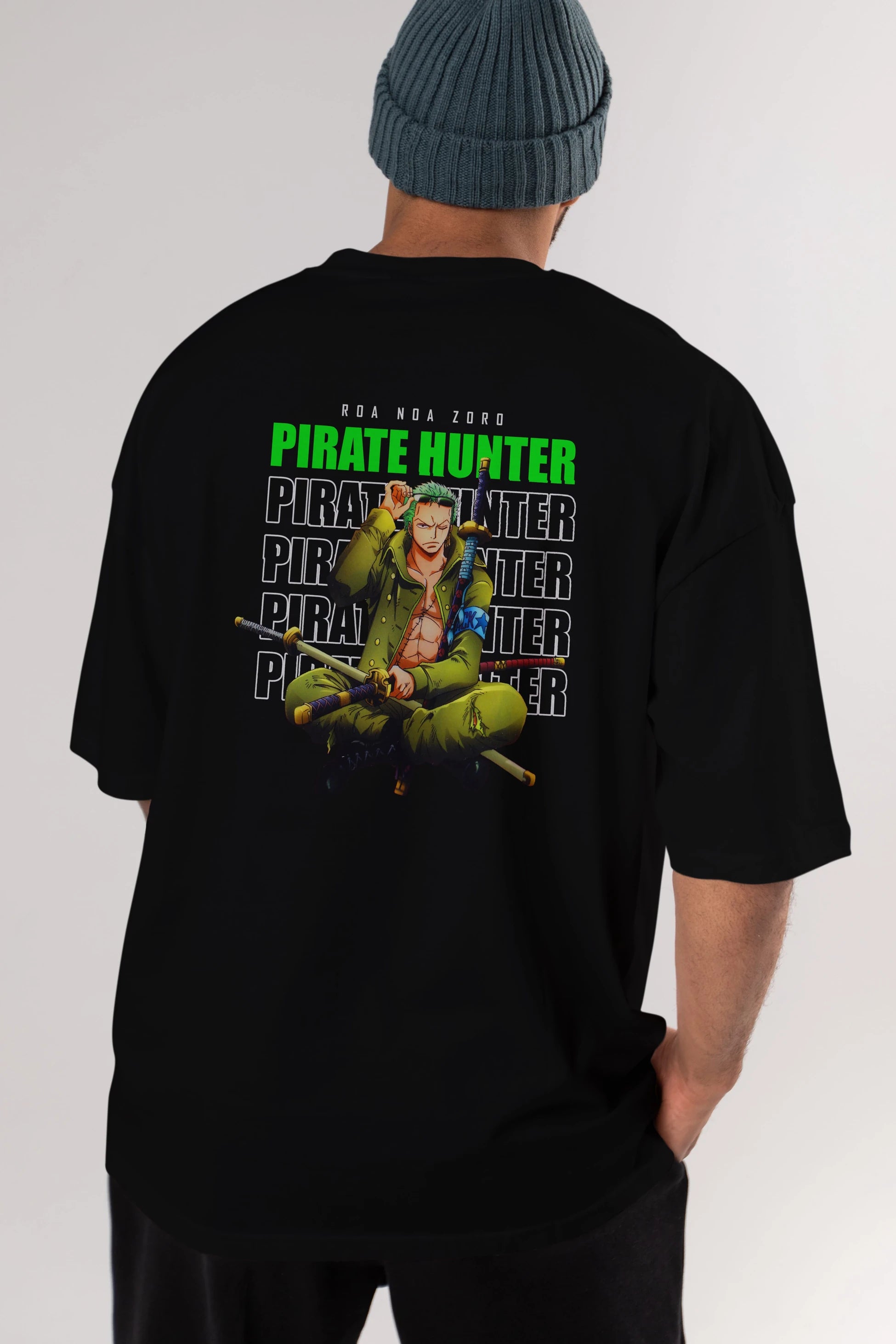 Roronoa Zoro 4 Anime Arka Baskılı Oversize t-shirt Erkek Kadın Unisex %100 pamuk tişort