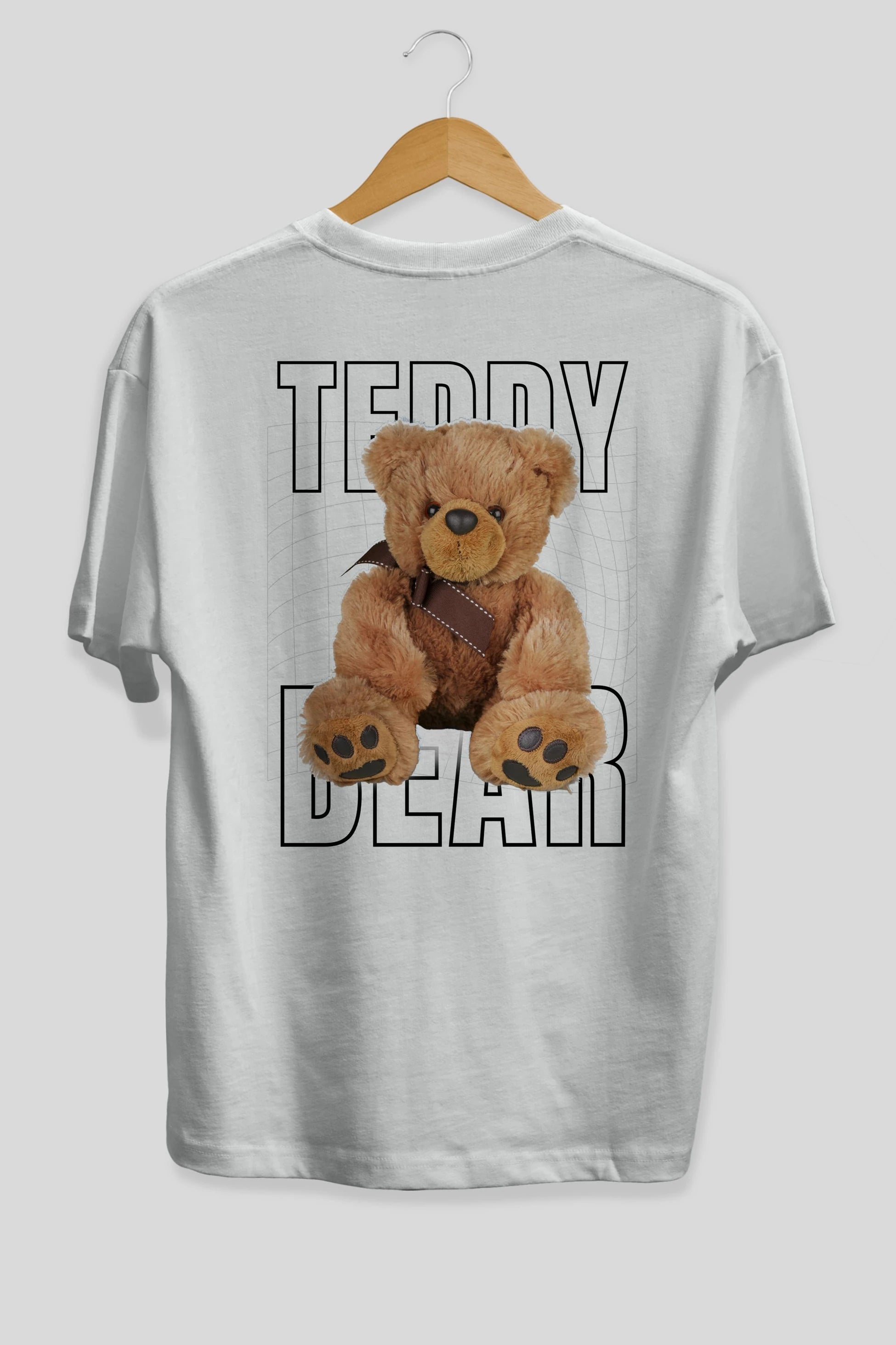 Teddy Bear Yazılı Arka Baskılı Oversize t-shirt Erkek Kadın Unisex %100 Pamuk