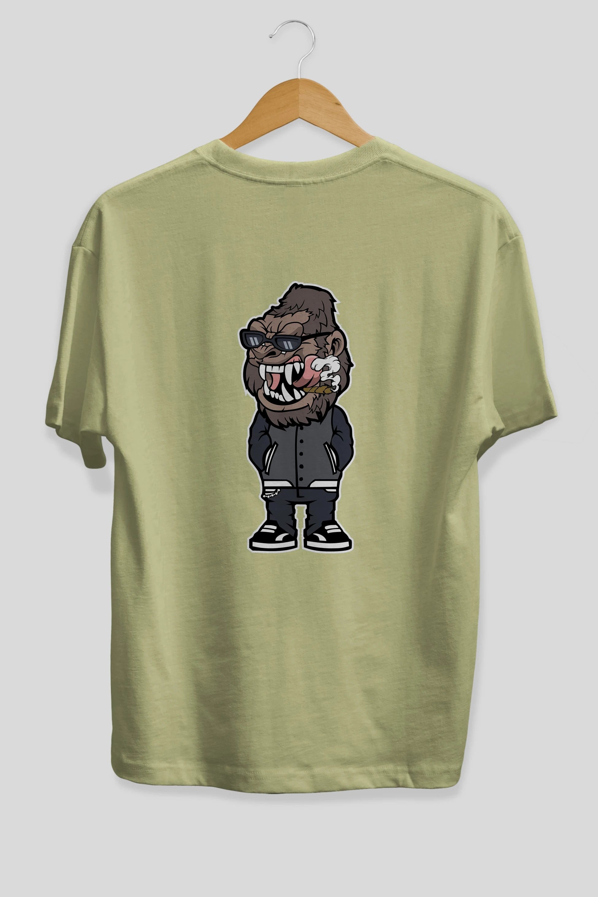 Gorilla Street Style Arka Baskılı Oversize t-shirt Erkek Kadın Unisex %100 Pamuk tişort