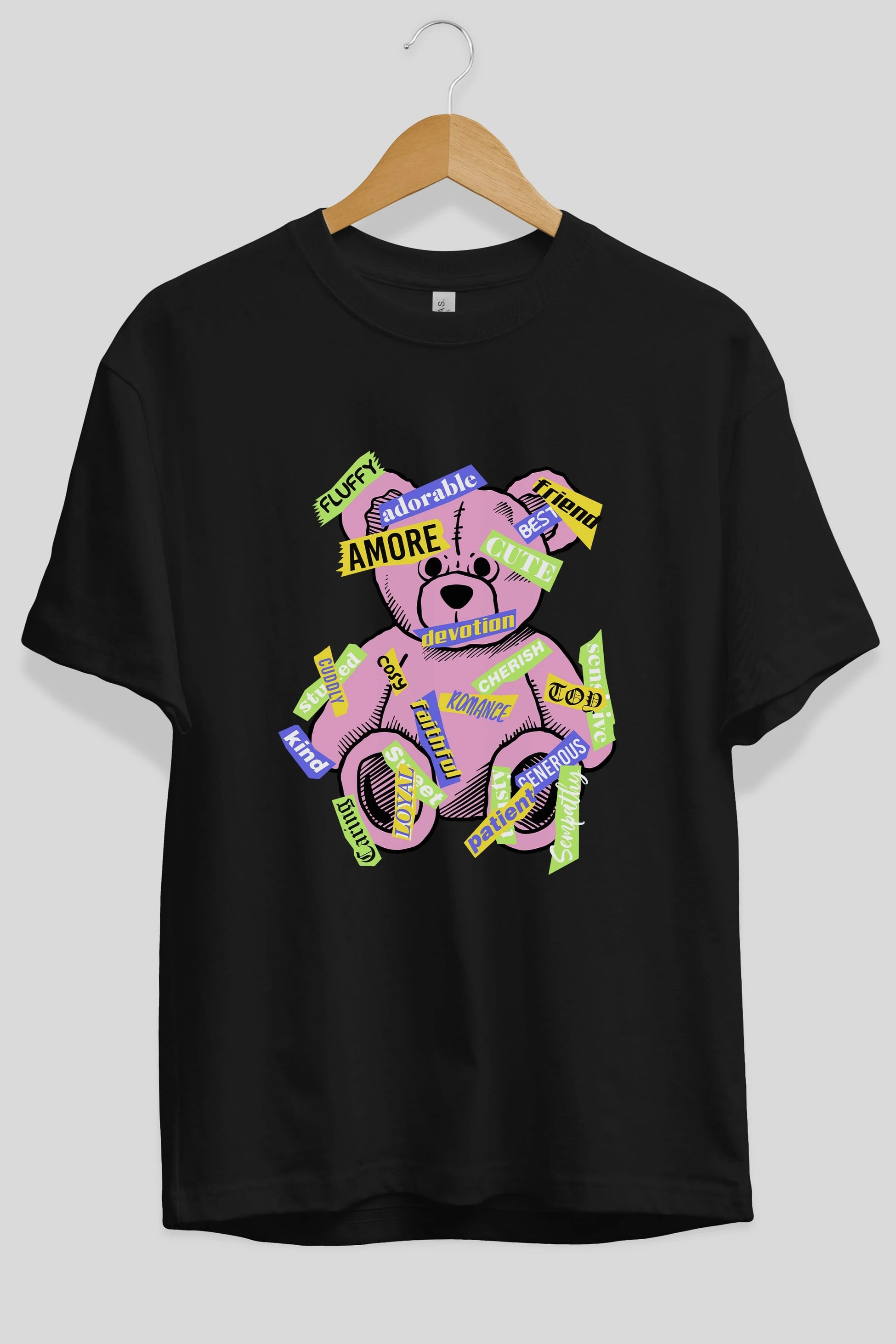 Teddy Bear Cute Ön Baskılı Oversize t-shirt Erkek Kadın Unisex