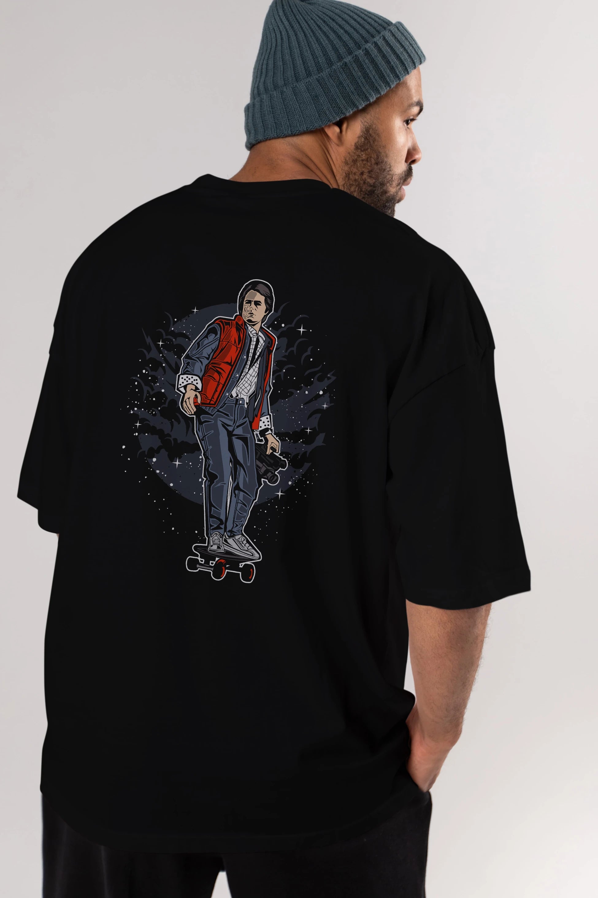 MARTY Arka Baskılı Oversize t-shirt Erkek Kadın Unisex %100 Pamuk