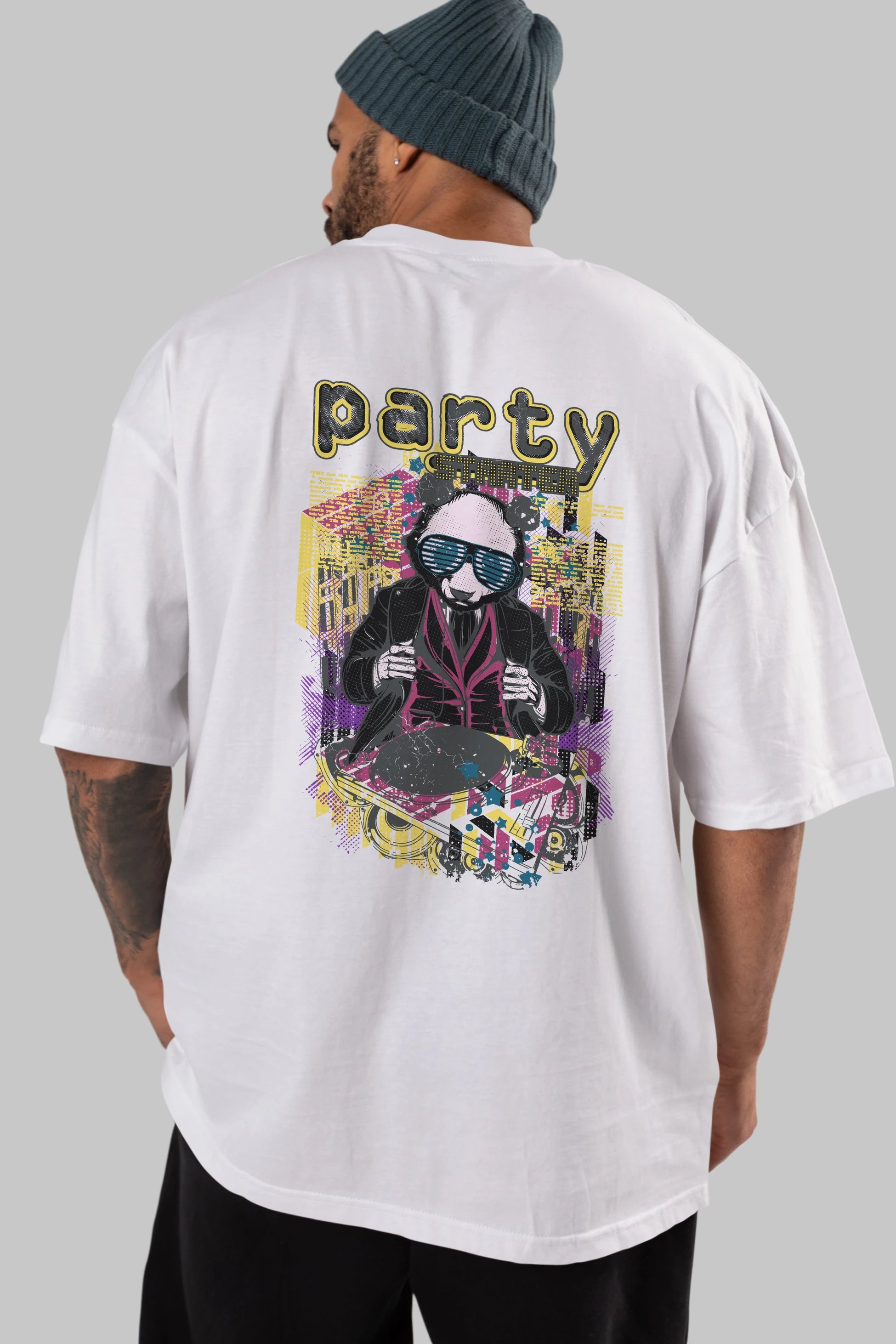 Party Starter Arka Baskılı Oversize t-shirt Erkek Kadın Unisex